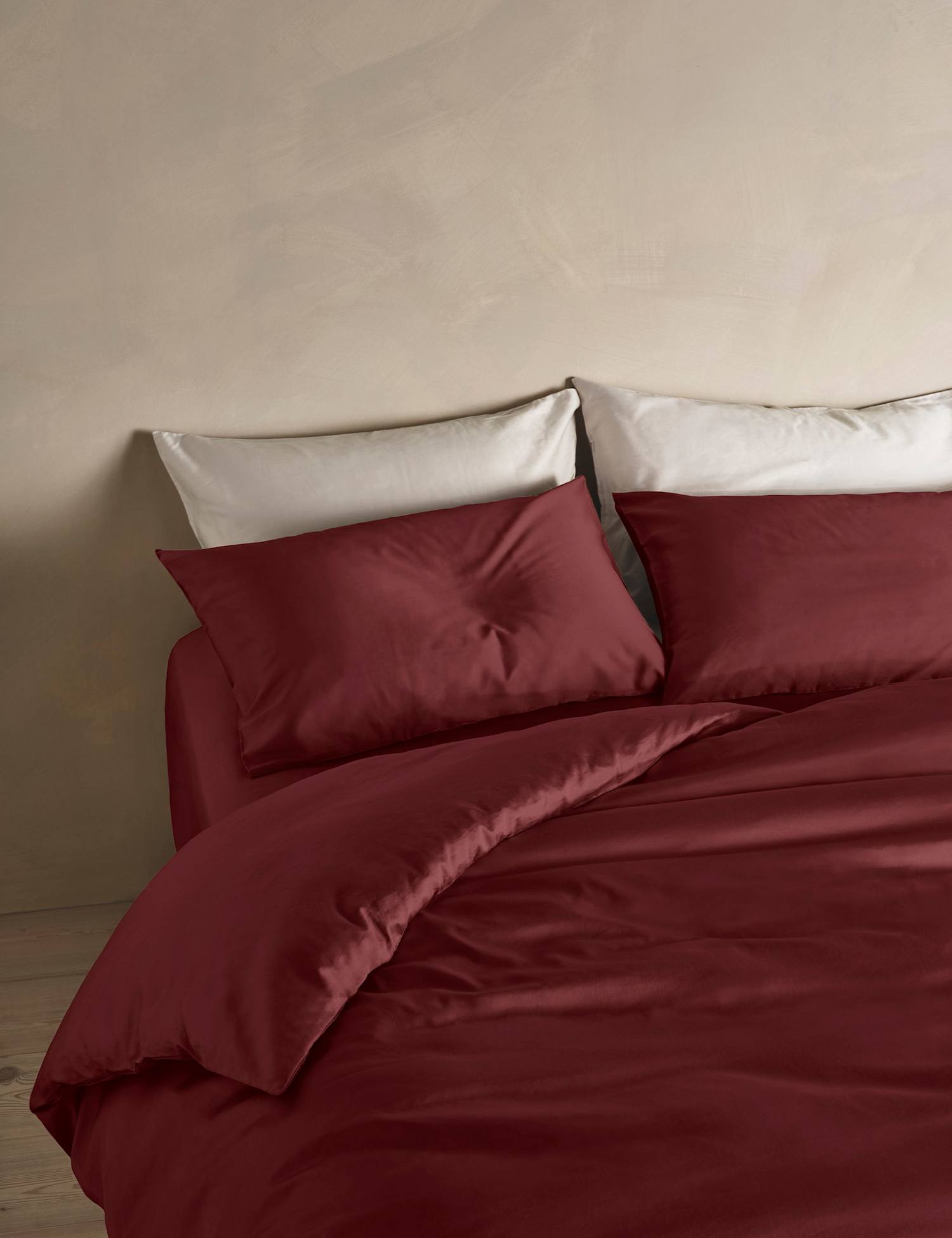 Bedfolk Pure Cotton Sateen Duvet Cover Burgundy