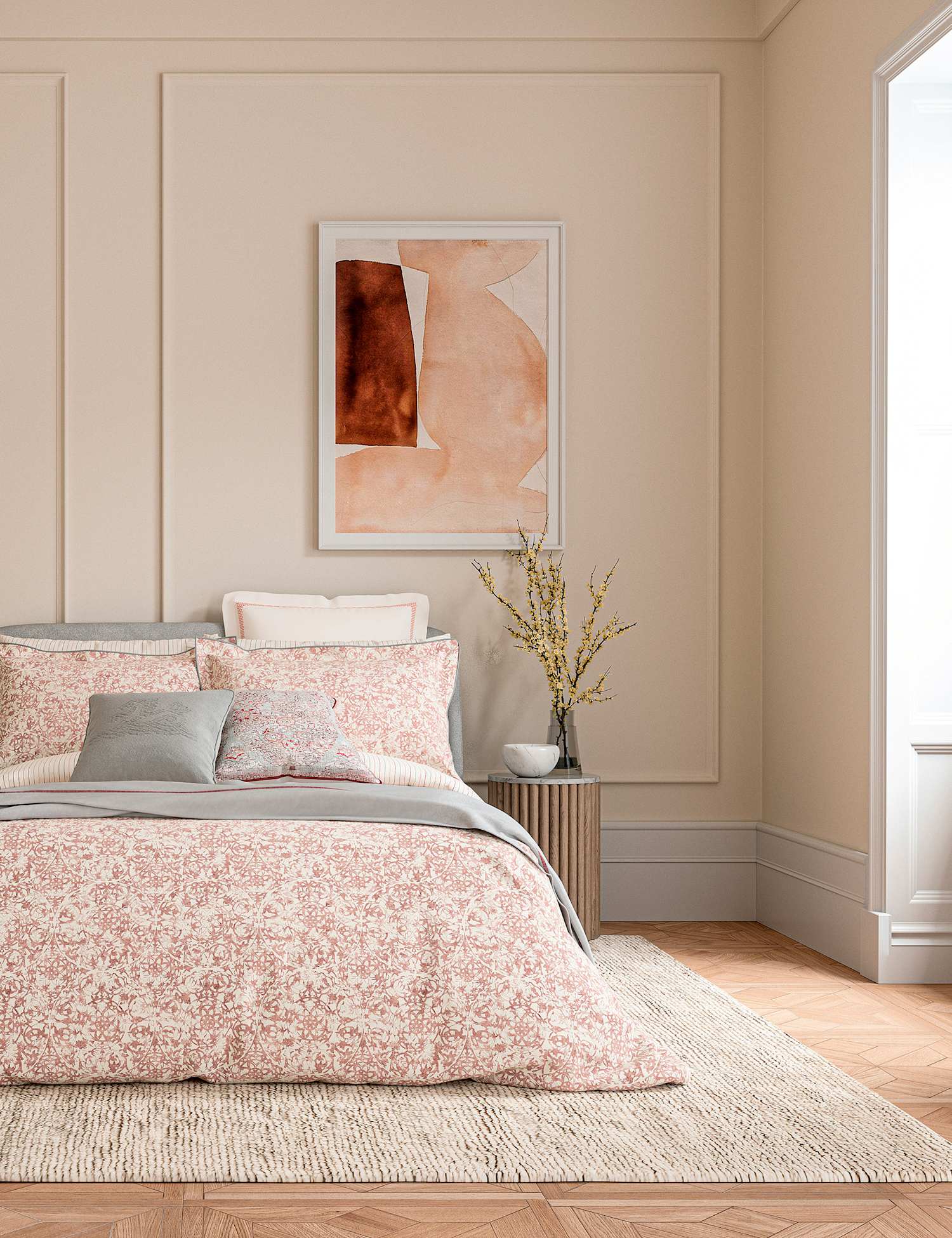 Bedeck of Belfast Cotton Rich Celina Bedding Set Coral