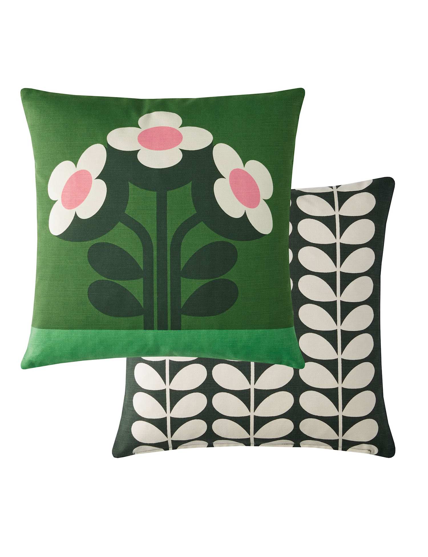 Orla Kiely Pure Cotton Buttercup Cushion Green Mix