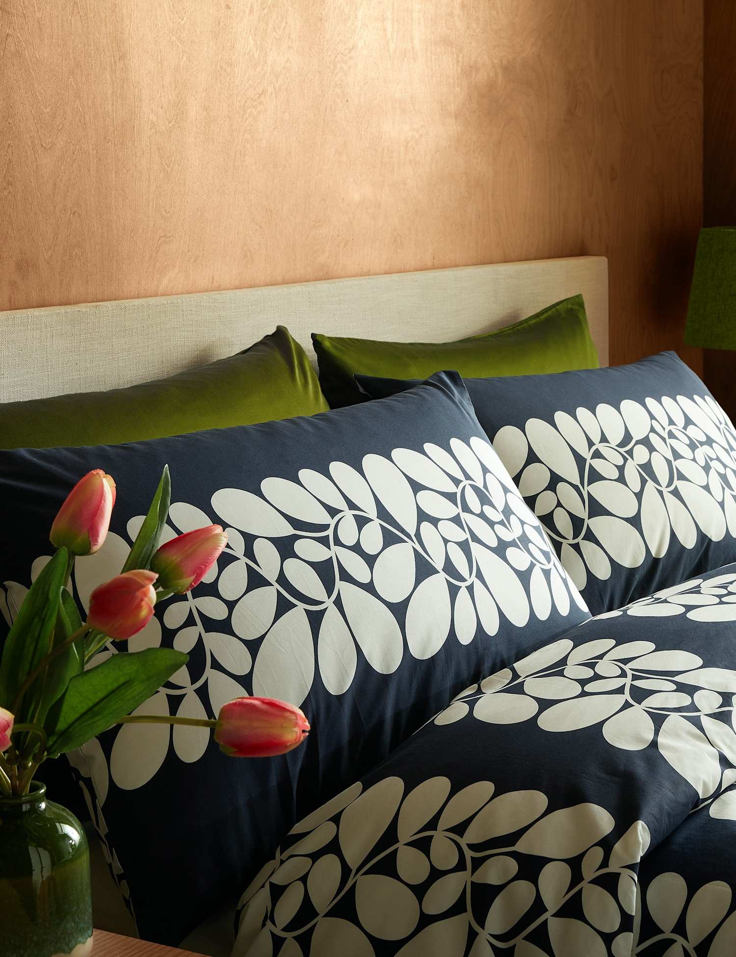 Orla Kiely 2 Pack Pure Cotton Sycamore Stripe Pillowcases Blue Mix