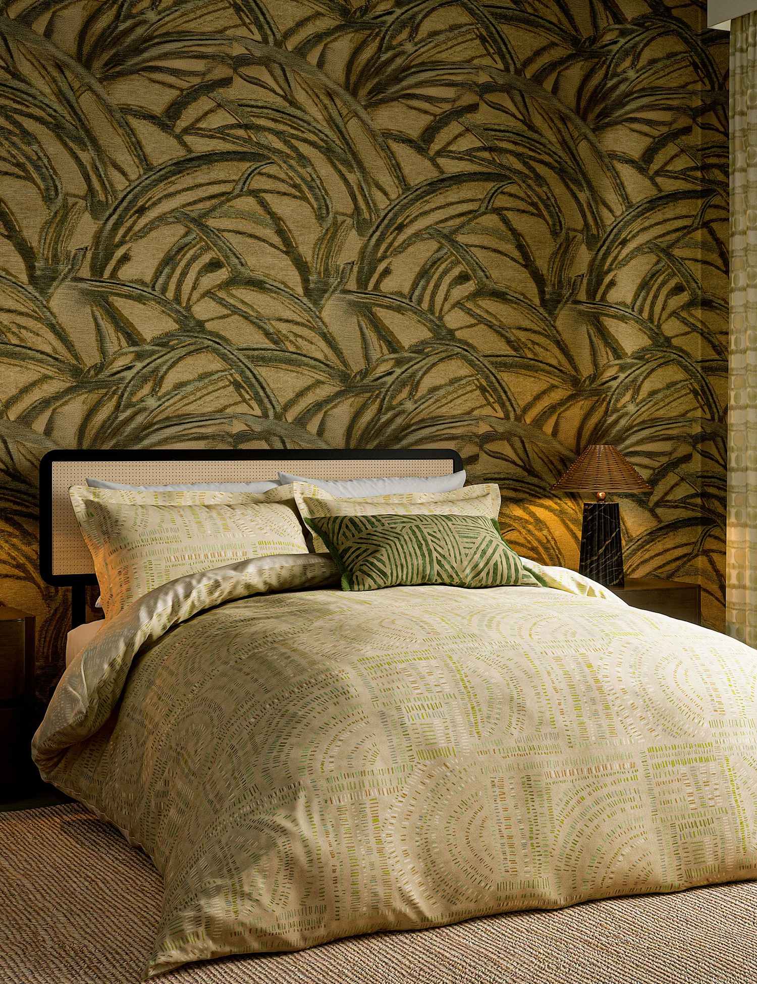 Harlequin Pure Cotton Frescoes Bedding Set Olive