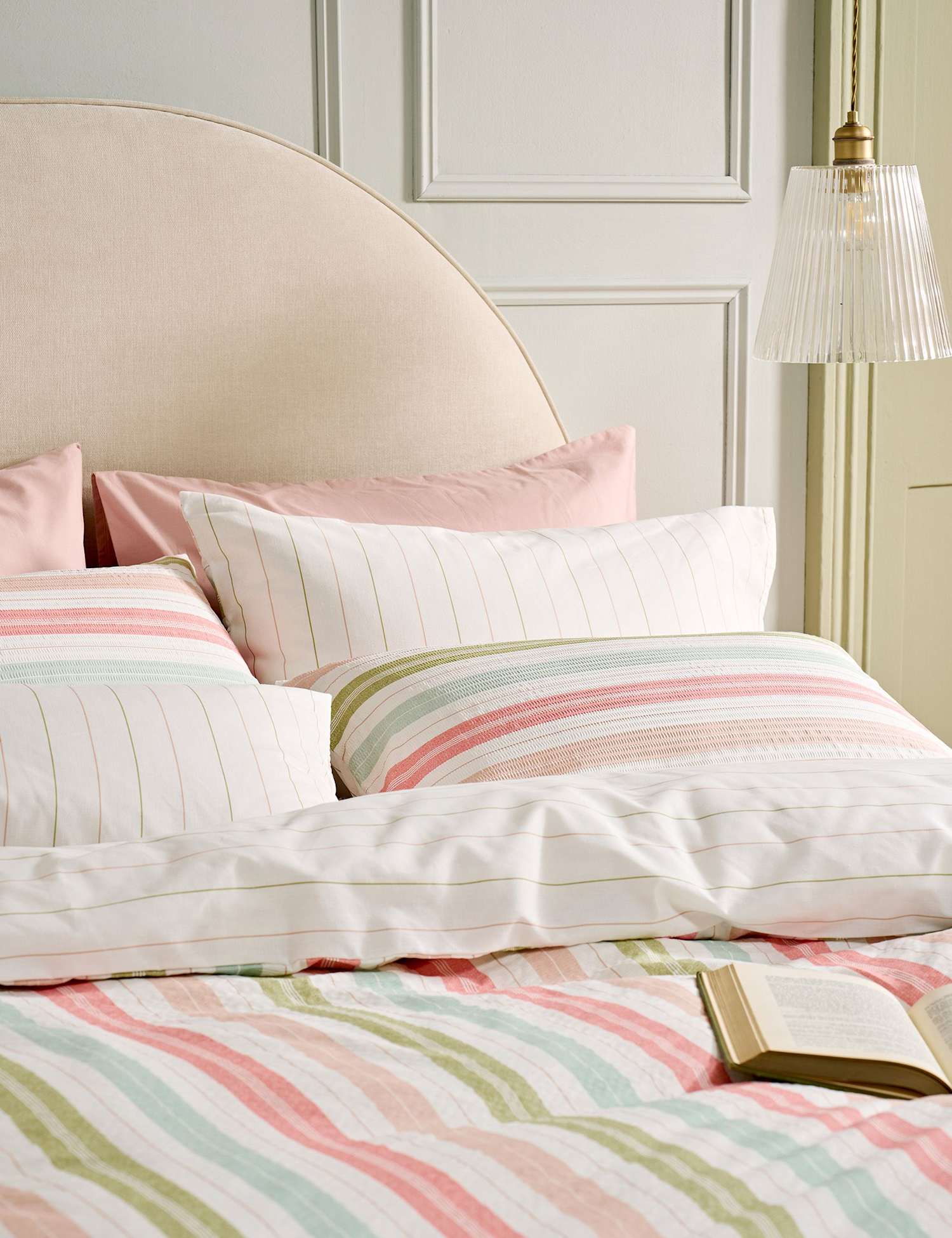 Laura Ashley Set of 2 Sophie Stripe Pure Cotton Pillowcases Multi