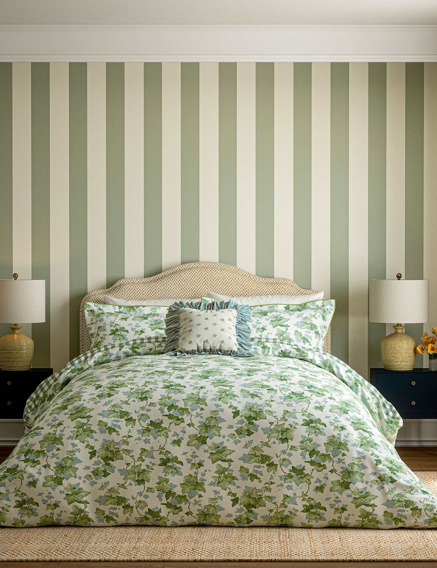 Sanderson Pure Cotton Hedra Bedding Set Green