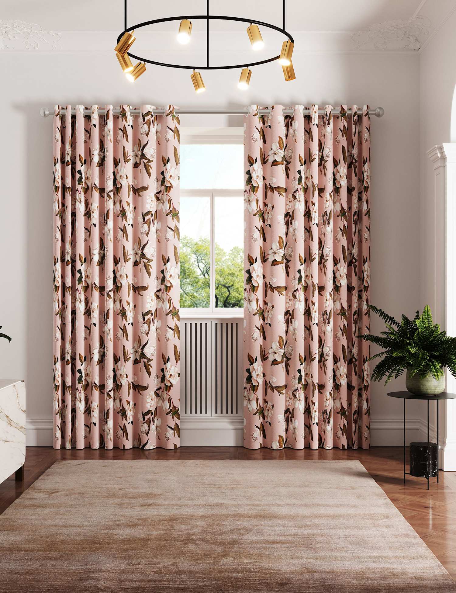 Ted Baker Opal Floral Lined Eyelet Curtains Pink