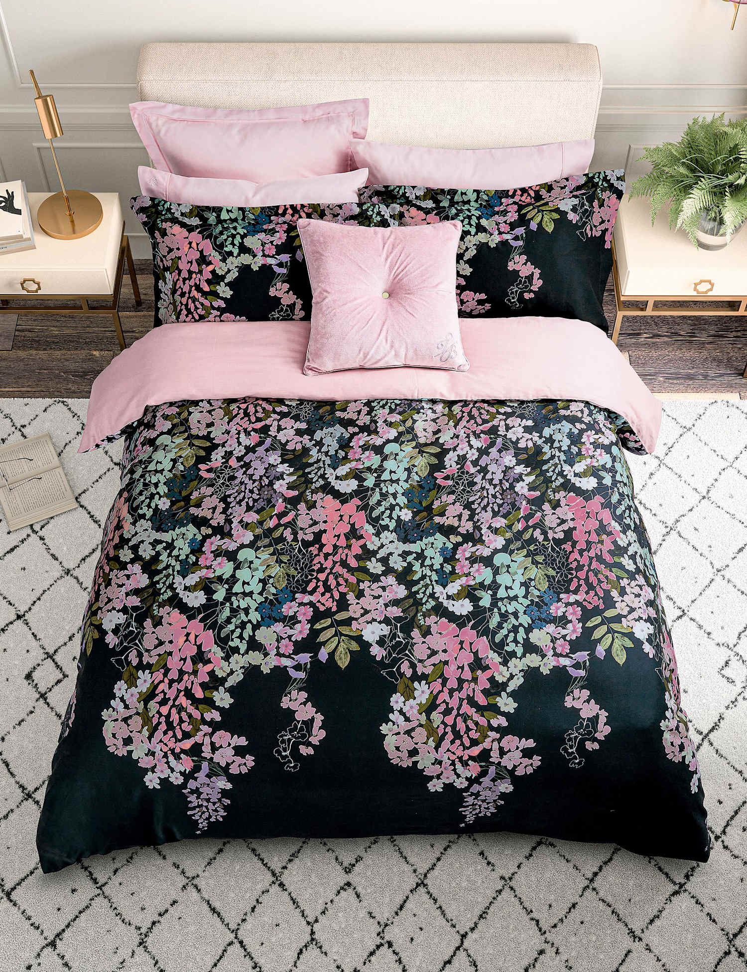 Ted Baker Pure Cotton Wisteria Bedding Set Navy
