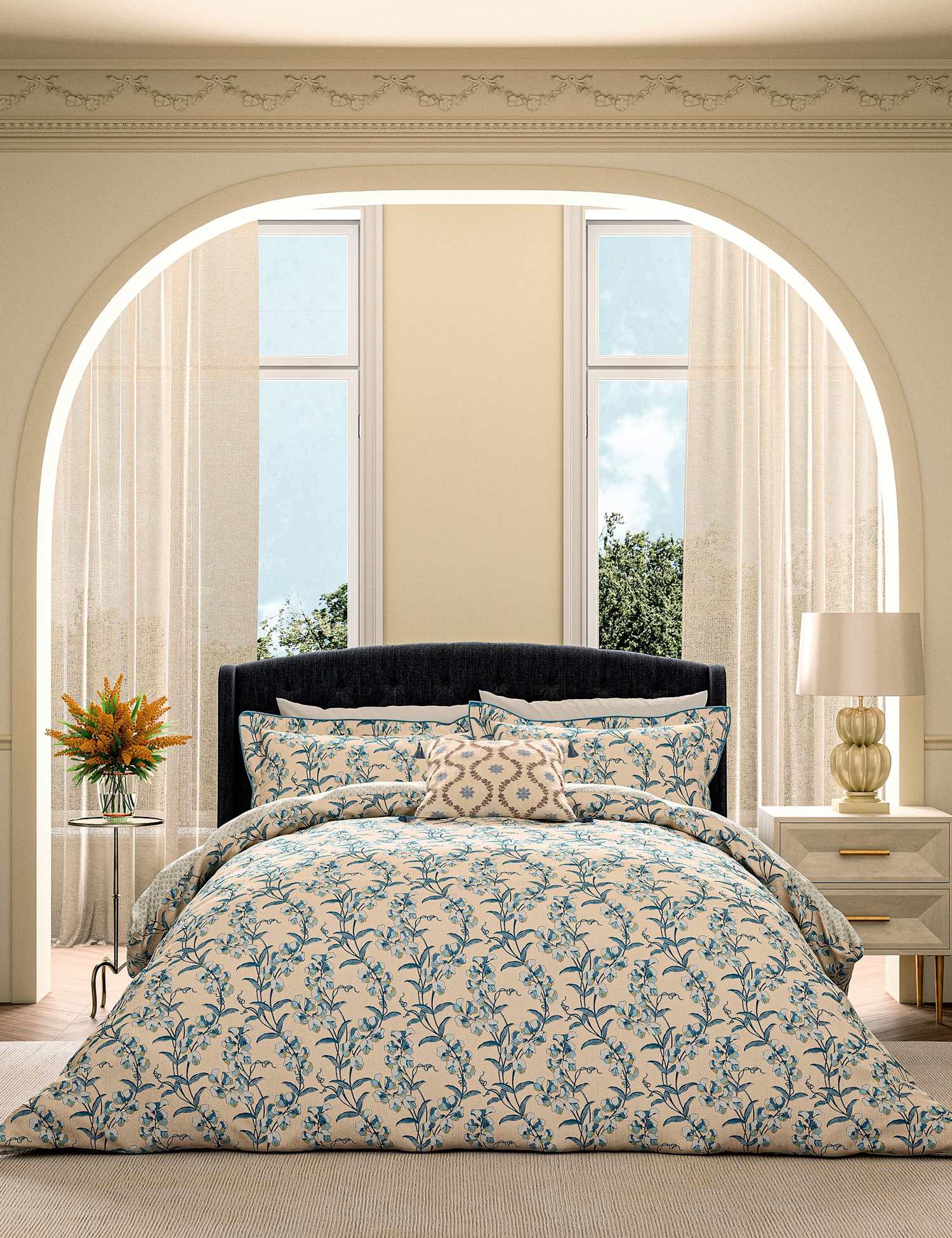 V&A Onslow Trellis Cushion Cream Mix
