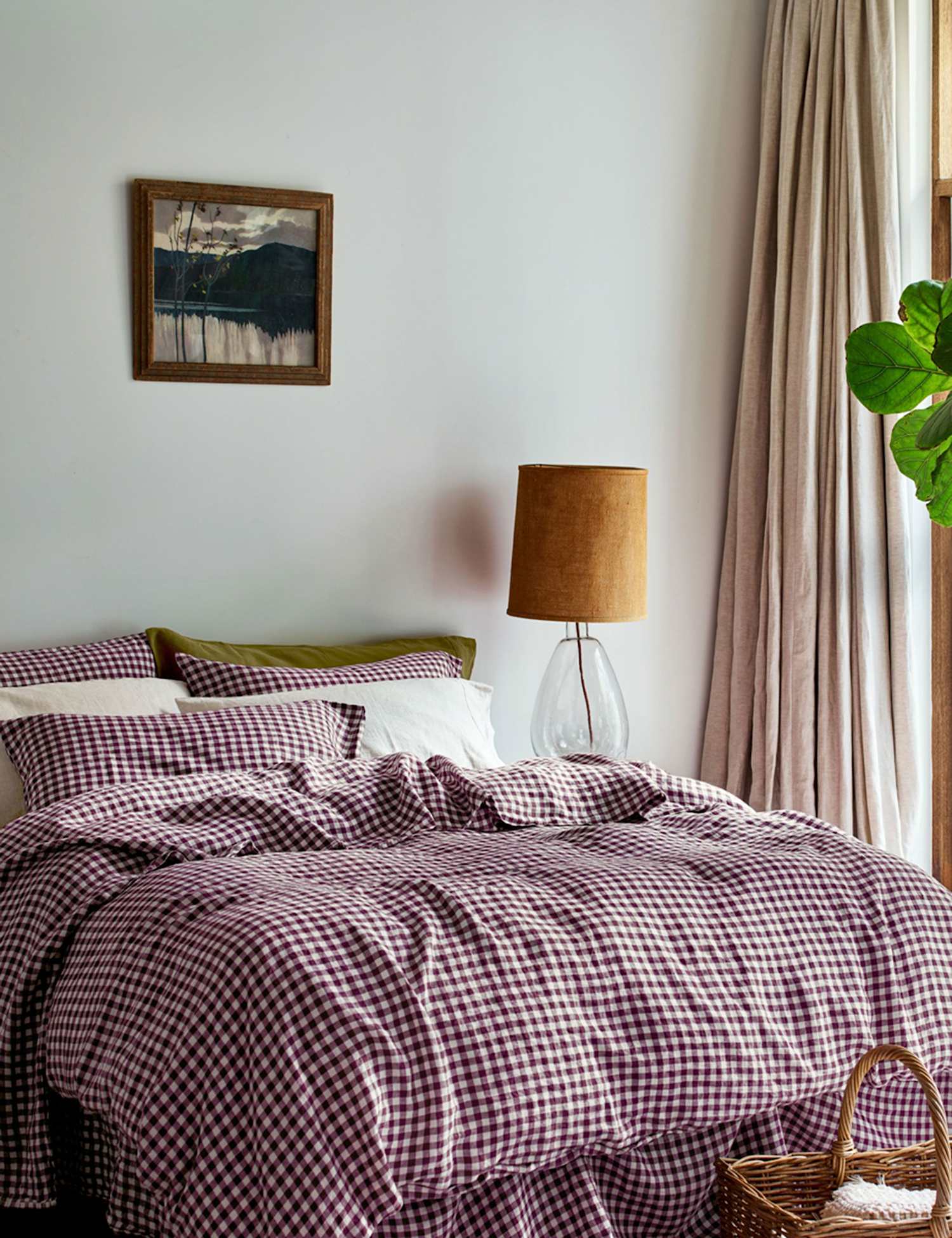 Piglet In Bed Linen Rich Gingham Duvet Cover Purple Mix