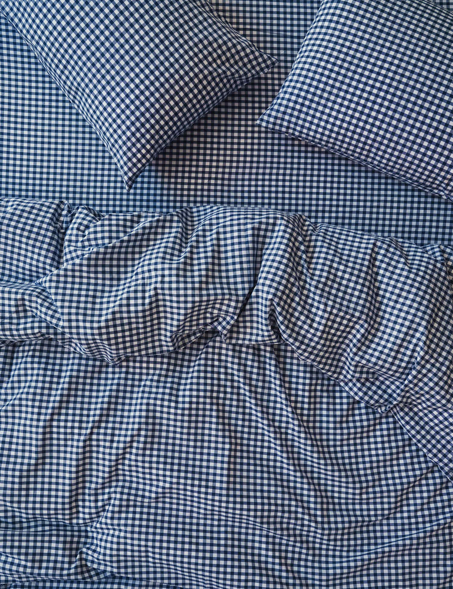 Piglet In Bed Washed Cotton Gingham Duvet Cover Blue Mix
