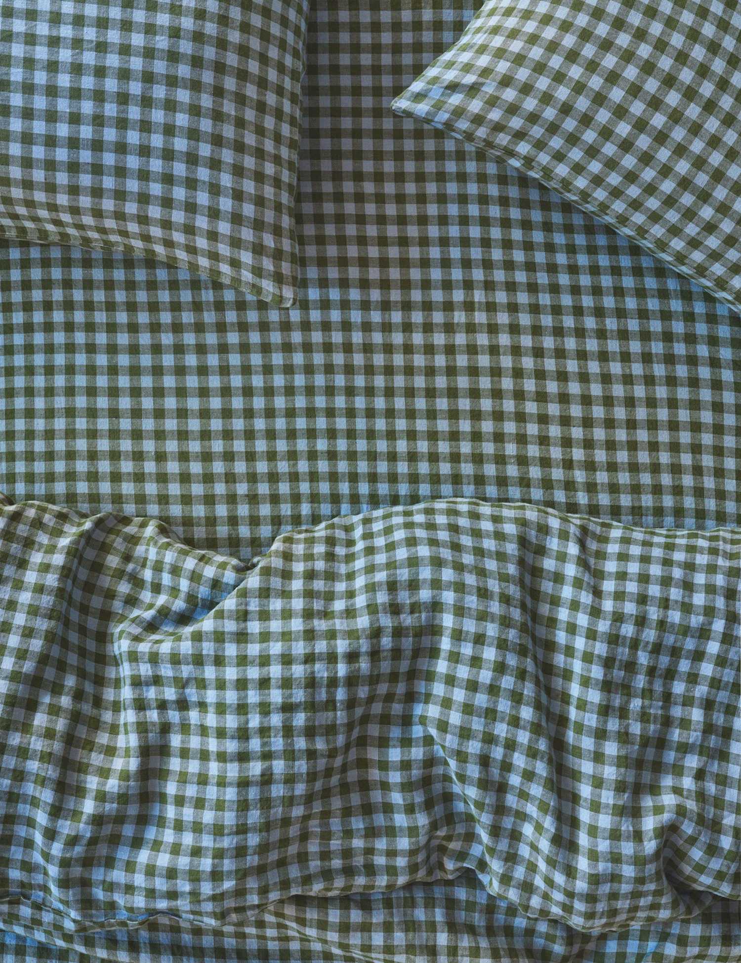 Piglet In Bed Pure Linen Gingham Fitted Sheet Multi