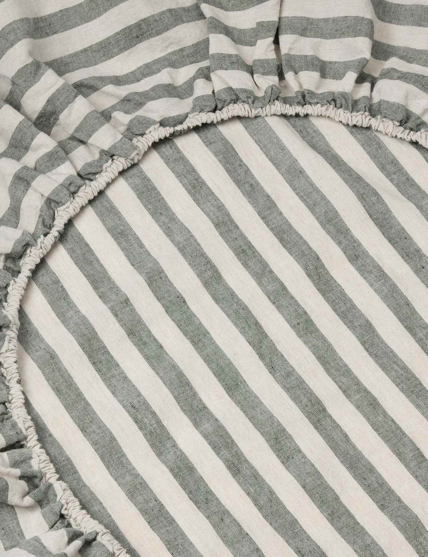Piglet In Bed Linen Rich Pembroke Stripe Fitted Sheet Grey Mix