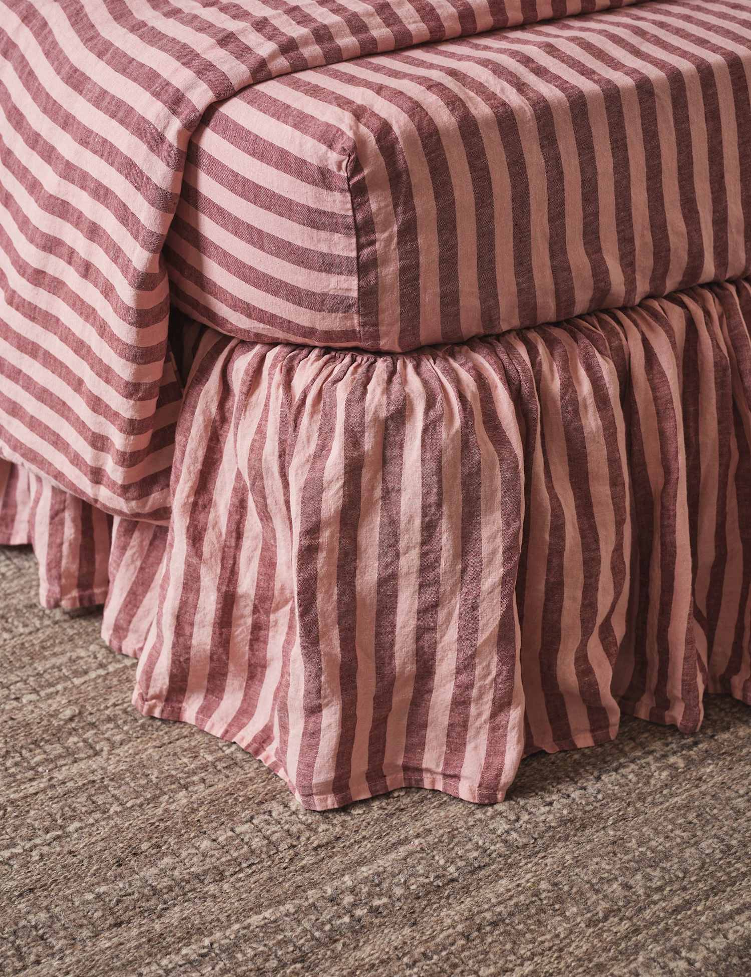 Piglet In Bed Linen Rich Pembroke Striped Valance Sheet Red Mix
