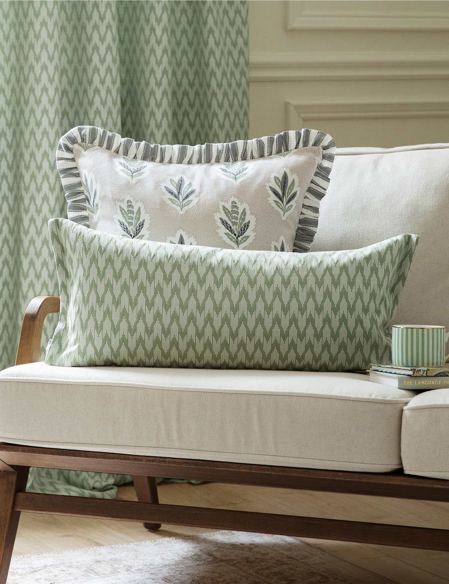 Sanderson Woven Hutton Jacquard Cushion Green Mix