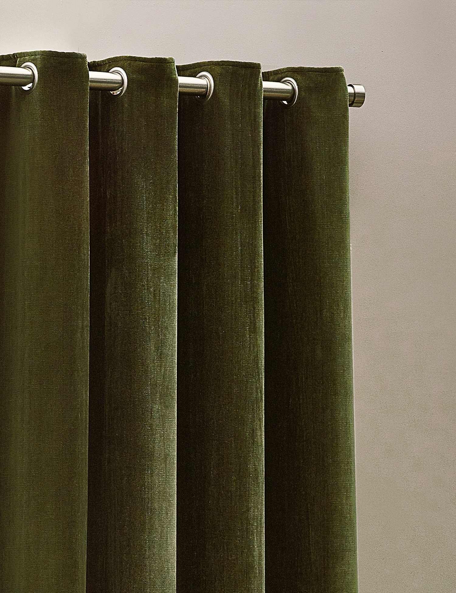 YARD Chenille Blackout Pencil Pleat Curtains Olive