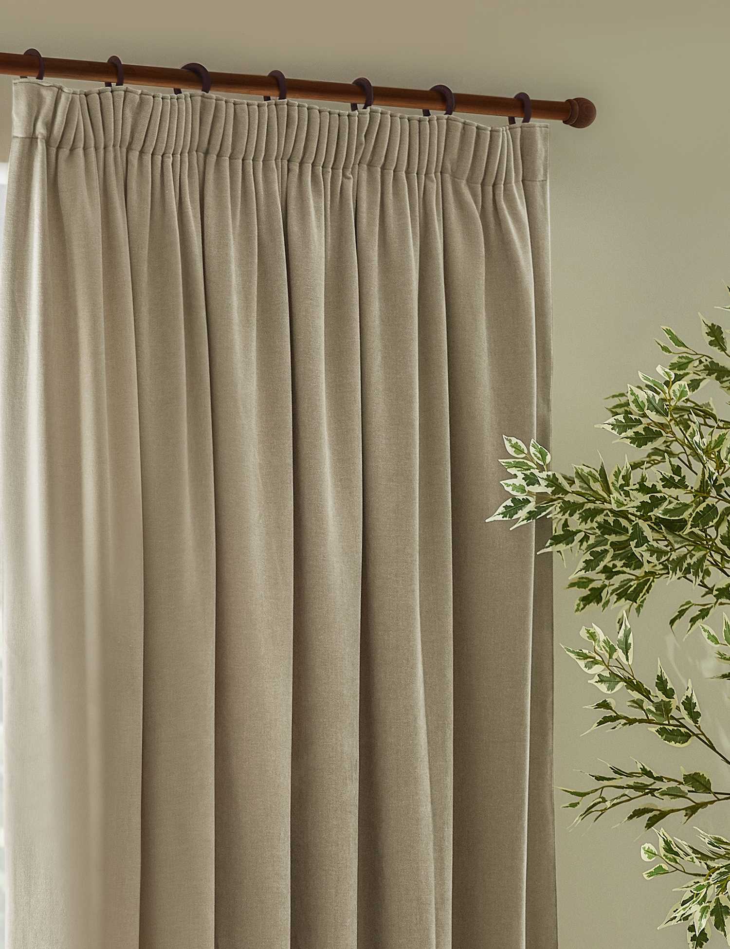 YARD Chenille Velvet Pencil Pleat Curtains Nude