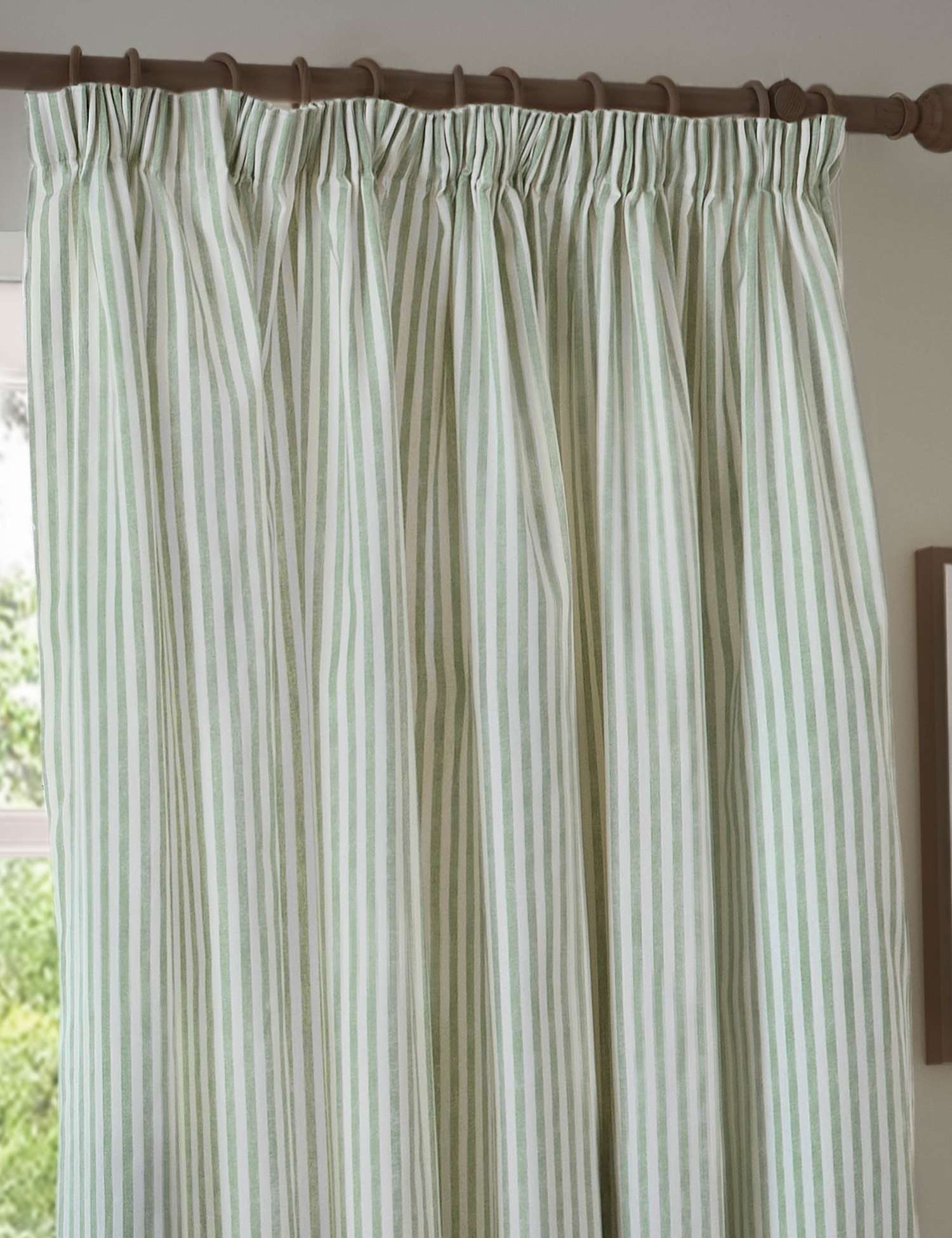 YARD Hebden Pure Cotton Striped Curtains Green Mix