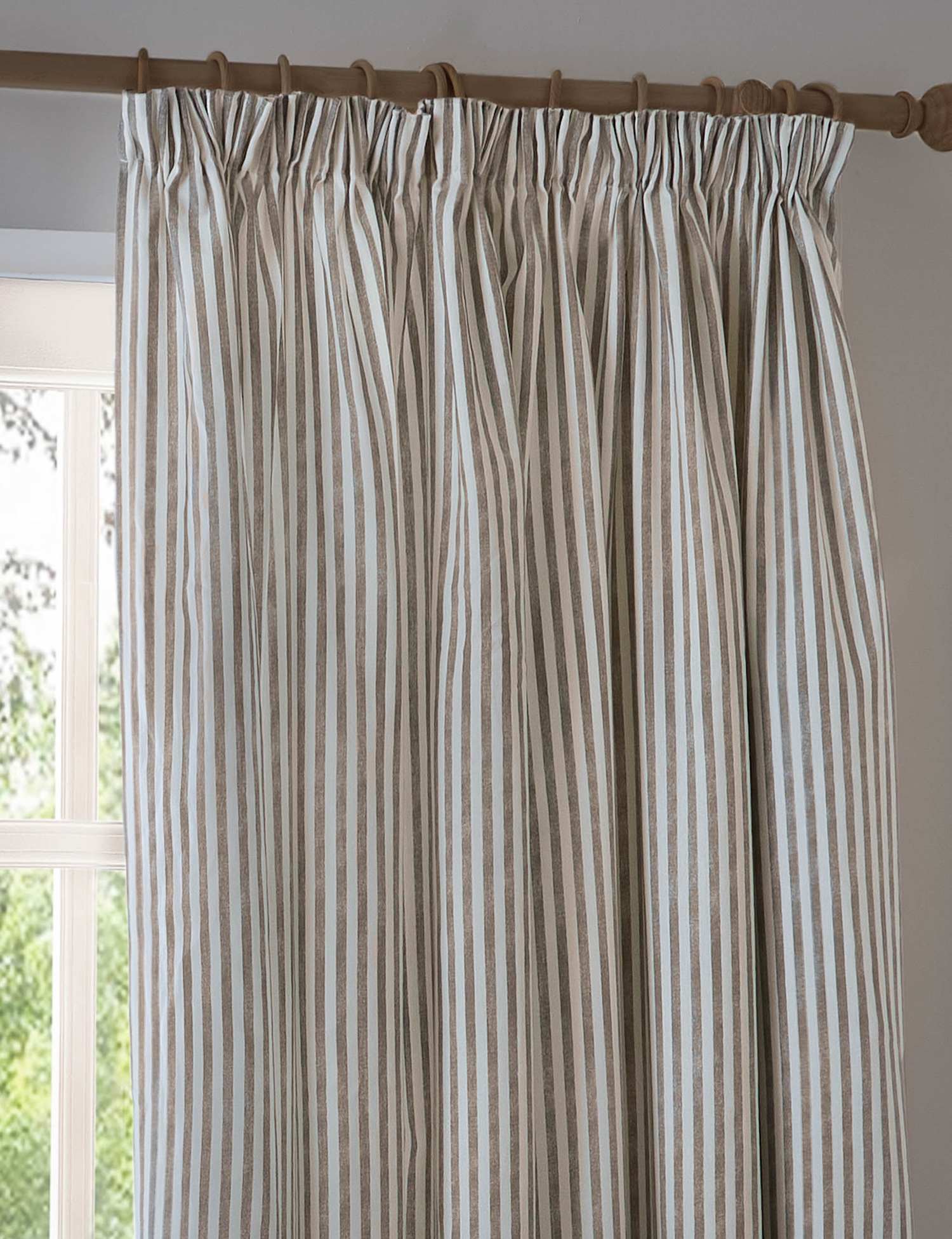 YARD Hebden Pure Cotton Striped Curtains Brown Mix