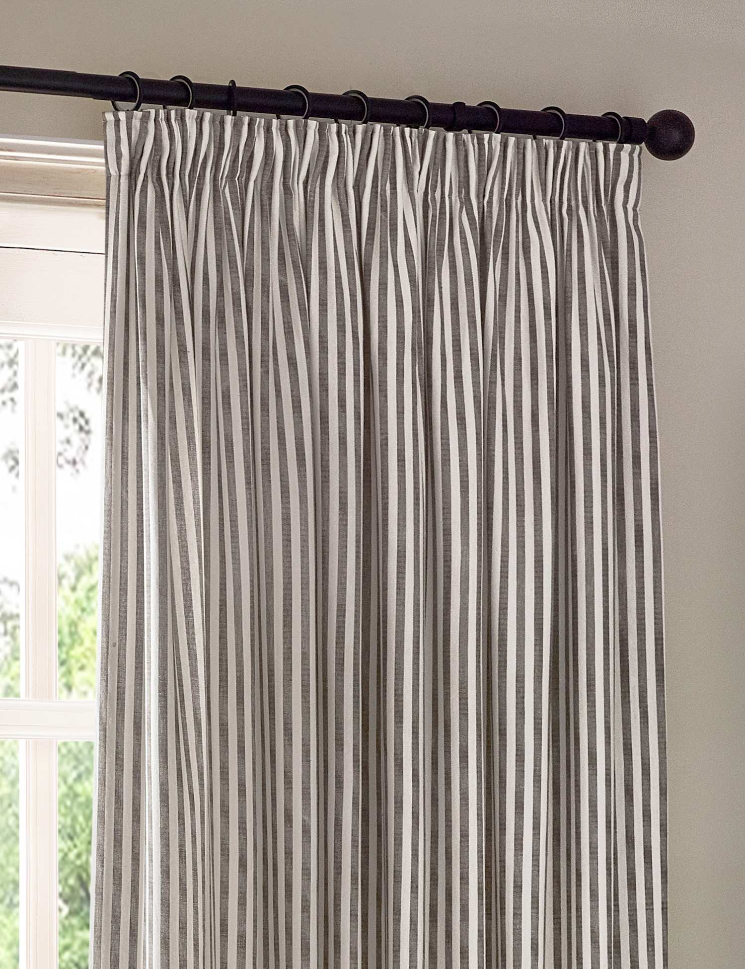 YARD Hebden Pure Cotton Striped Curtains Grey Mix
