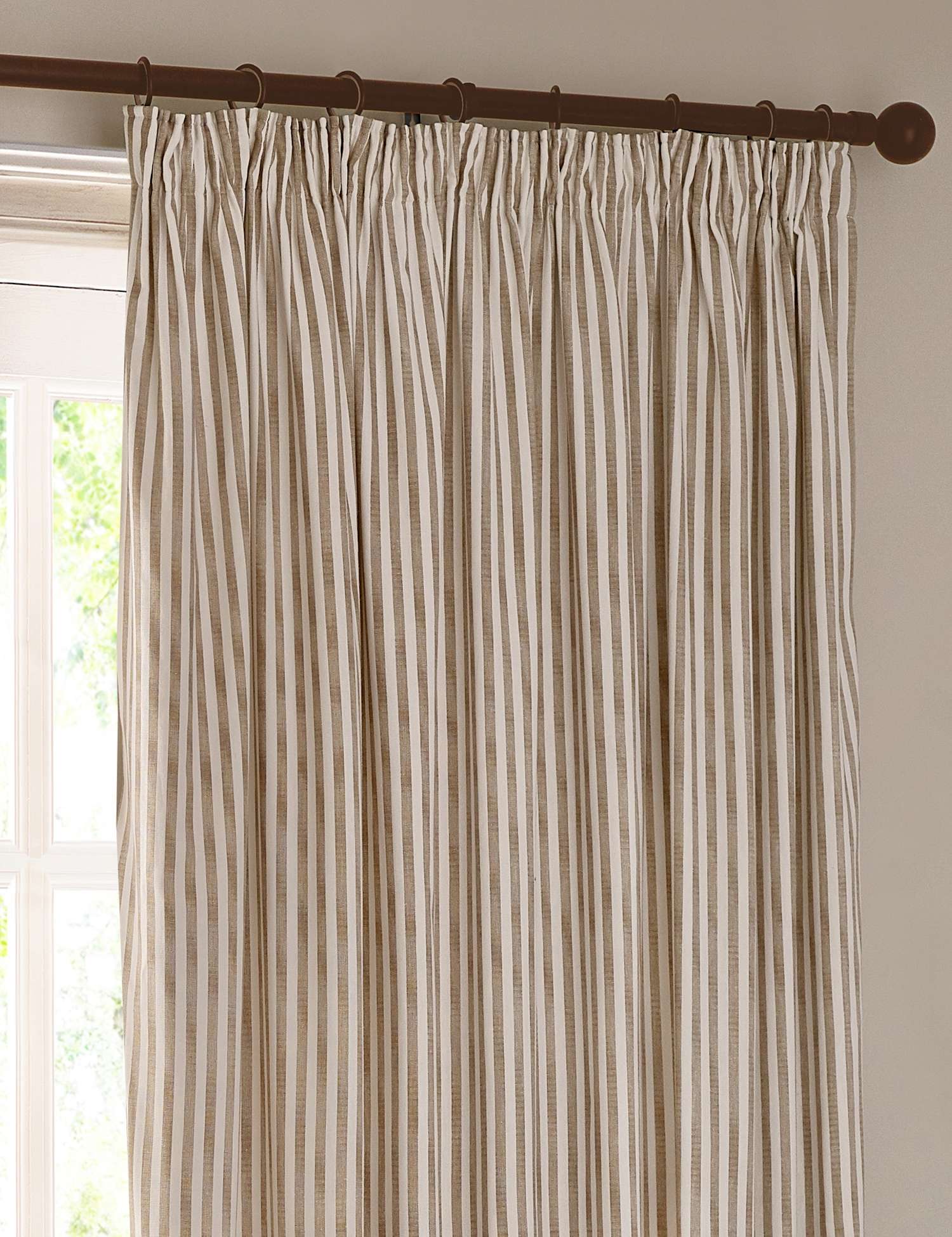 YARD Hebden Pure Cotton Striped Curtains Natural Mix