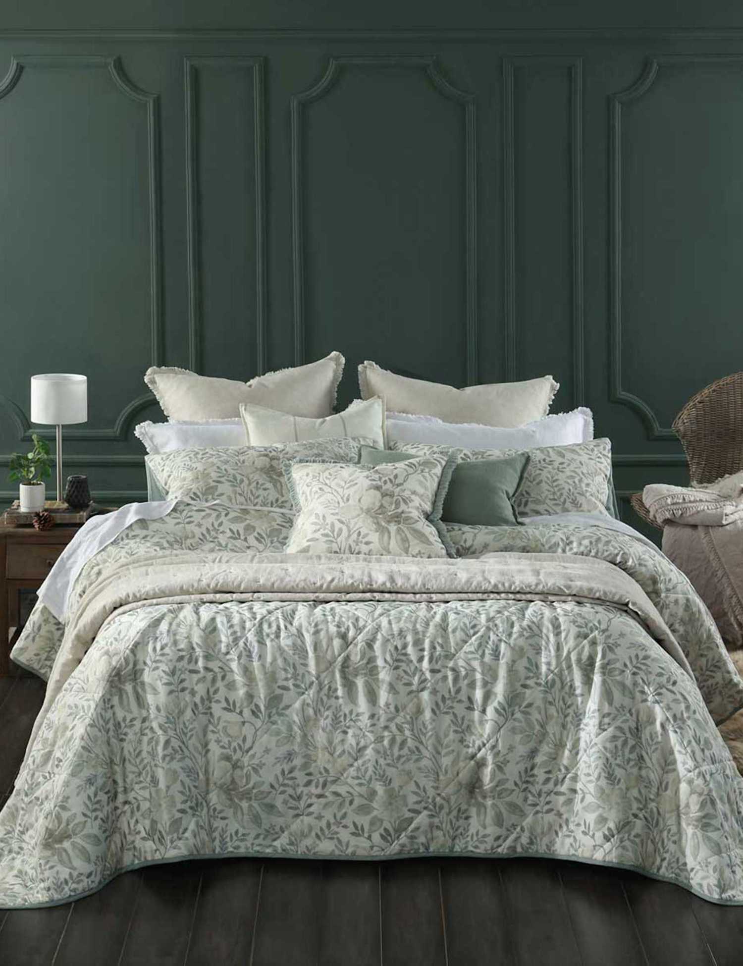 MM Linen Cotton Linen Blend Whisper Quilted Bedding Set Medium Grey Mix