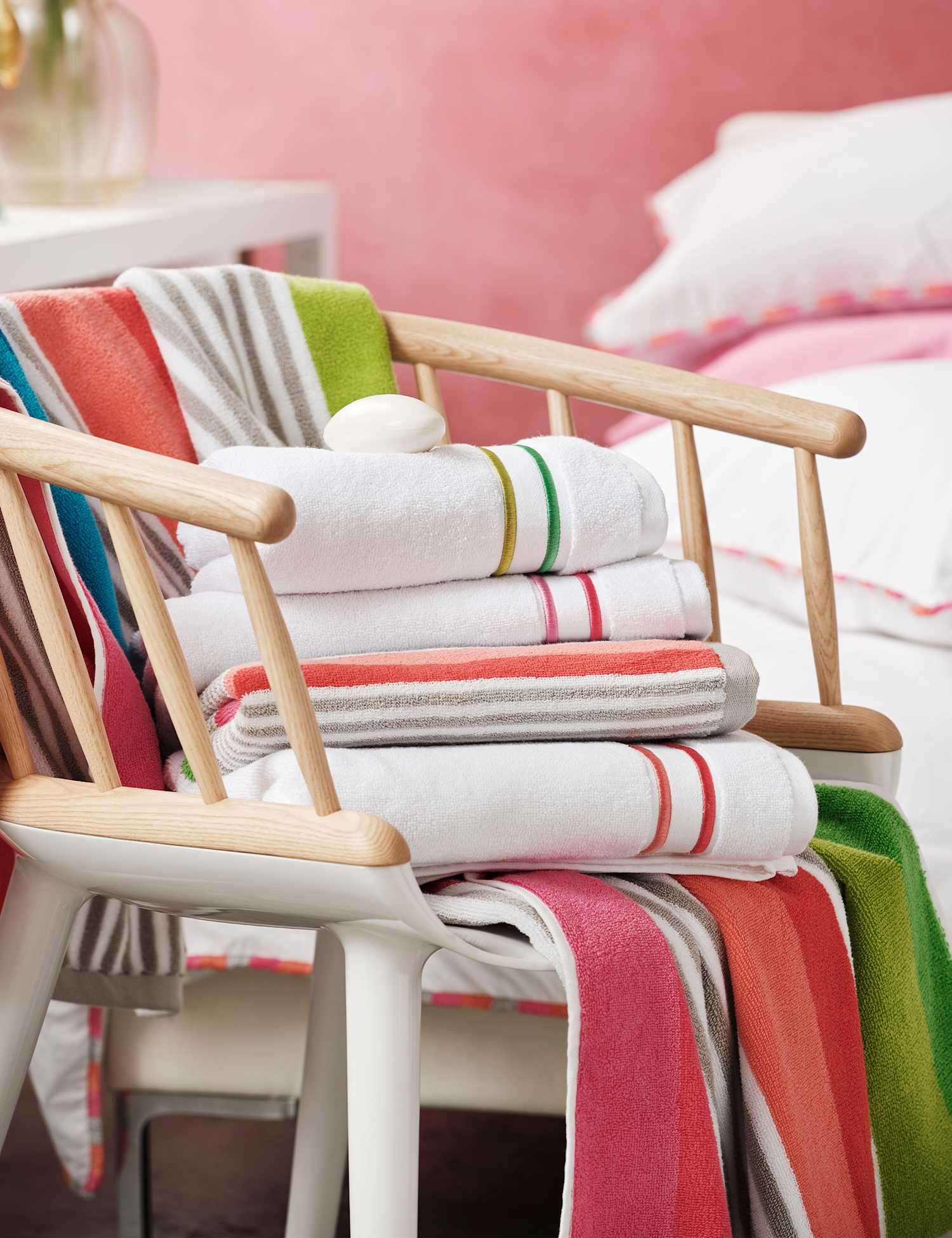 Designers Guild Pure Cotton Embroidered Towel Pink Mix