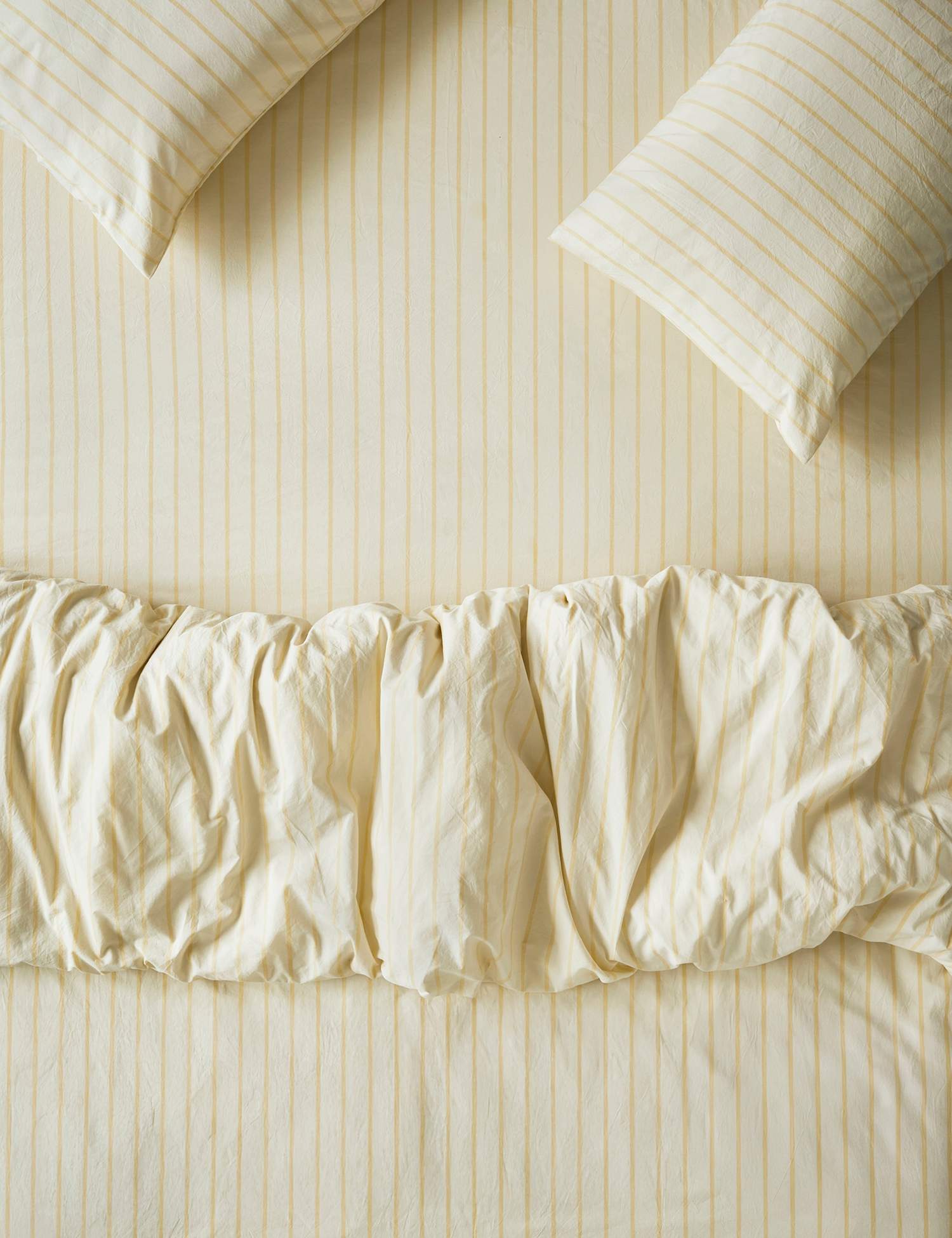 Piglet In Bed Washed Cotton Slumber Stripe Fitted Sheet Yellow Mix