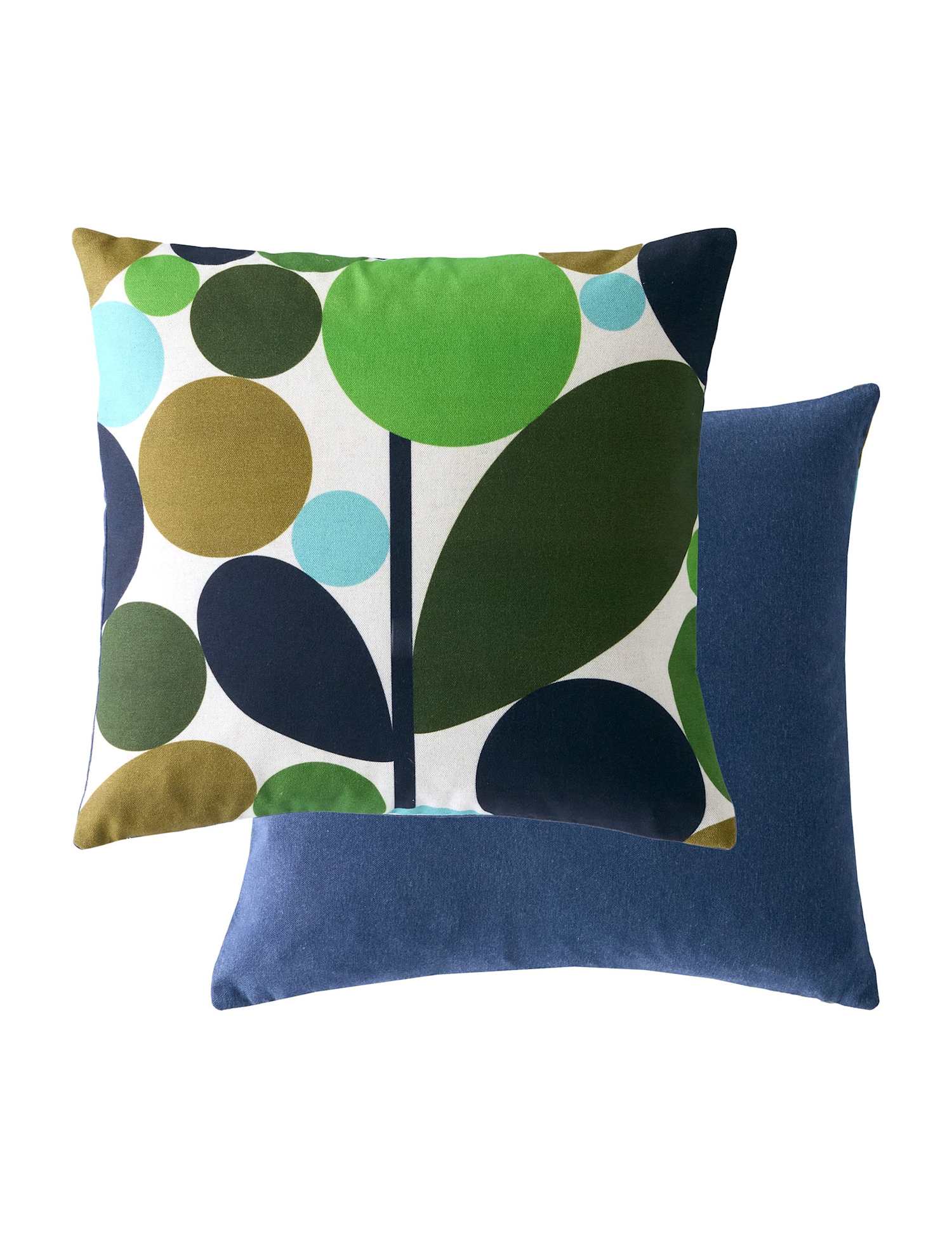 Orla Kiely Bubble Flower Cotton Rich Cushion with Linen Green Mix