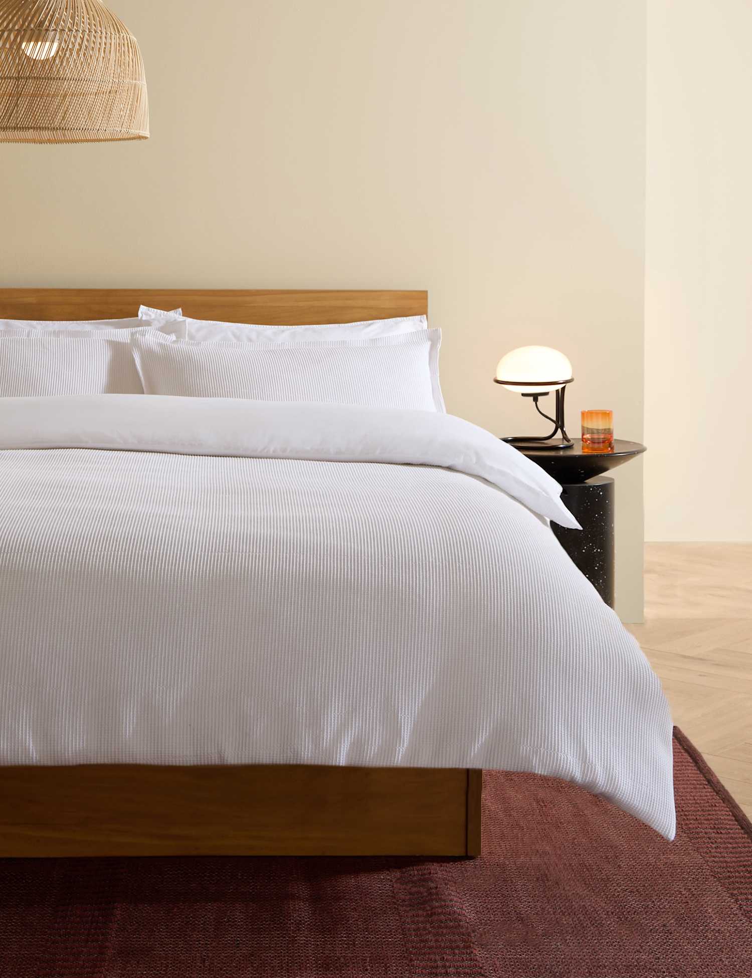 MADE Pure Cotton Waffle Bedding Set White