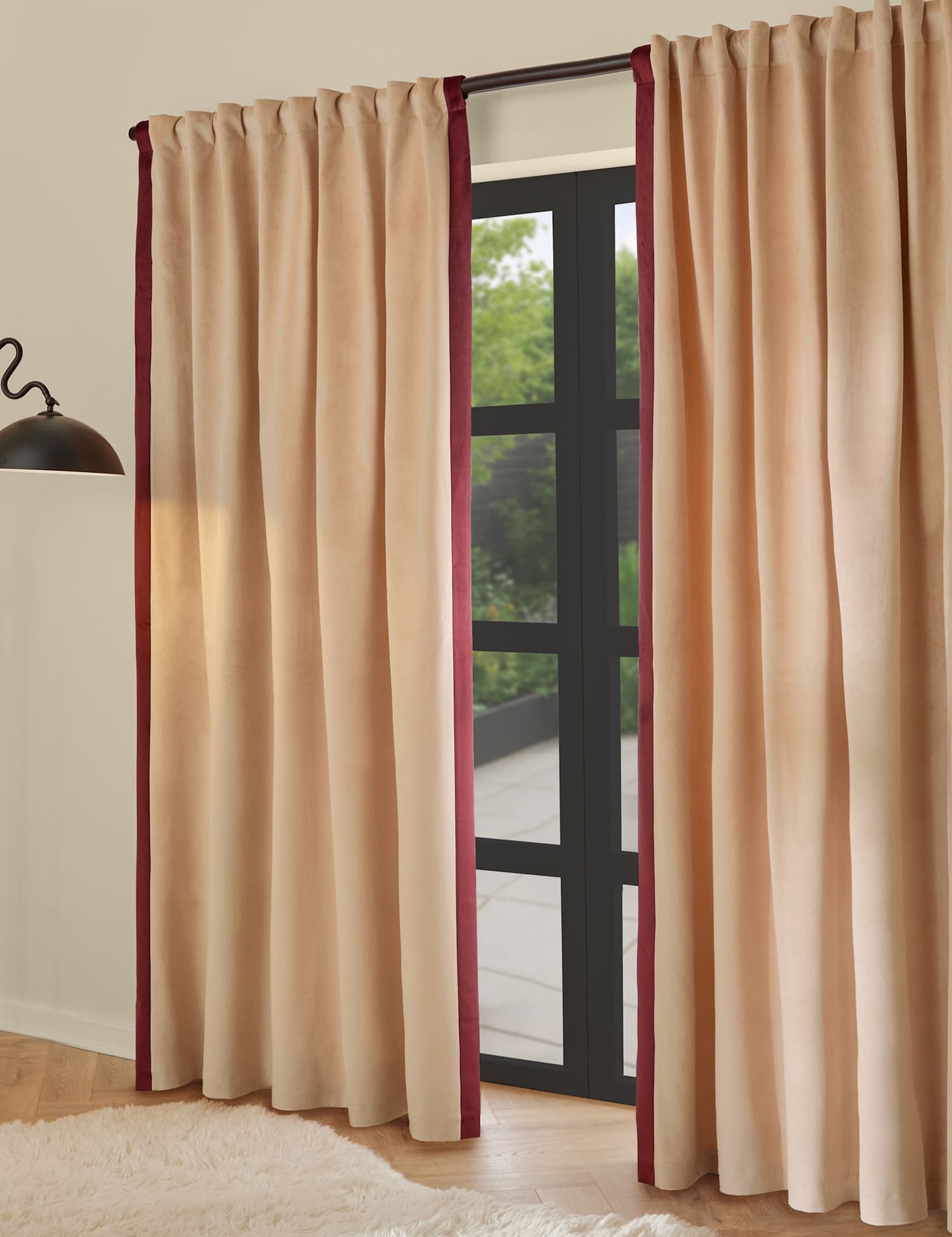 MADE Audley Velour Eyelet Curtains Light Pink