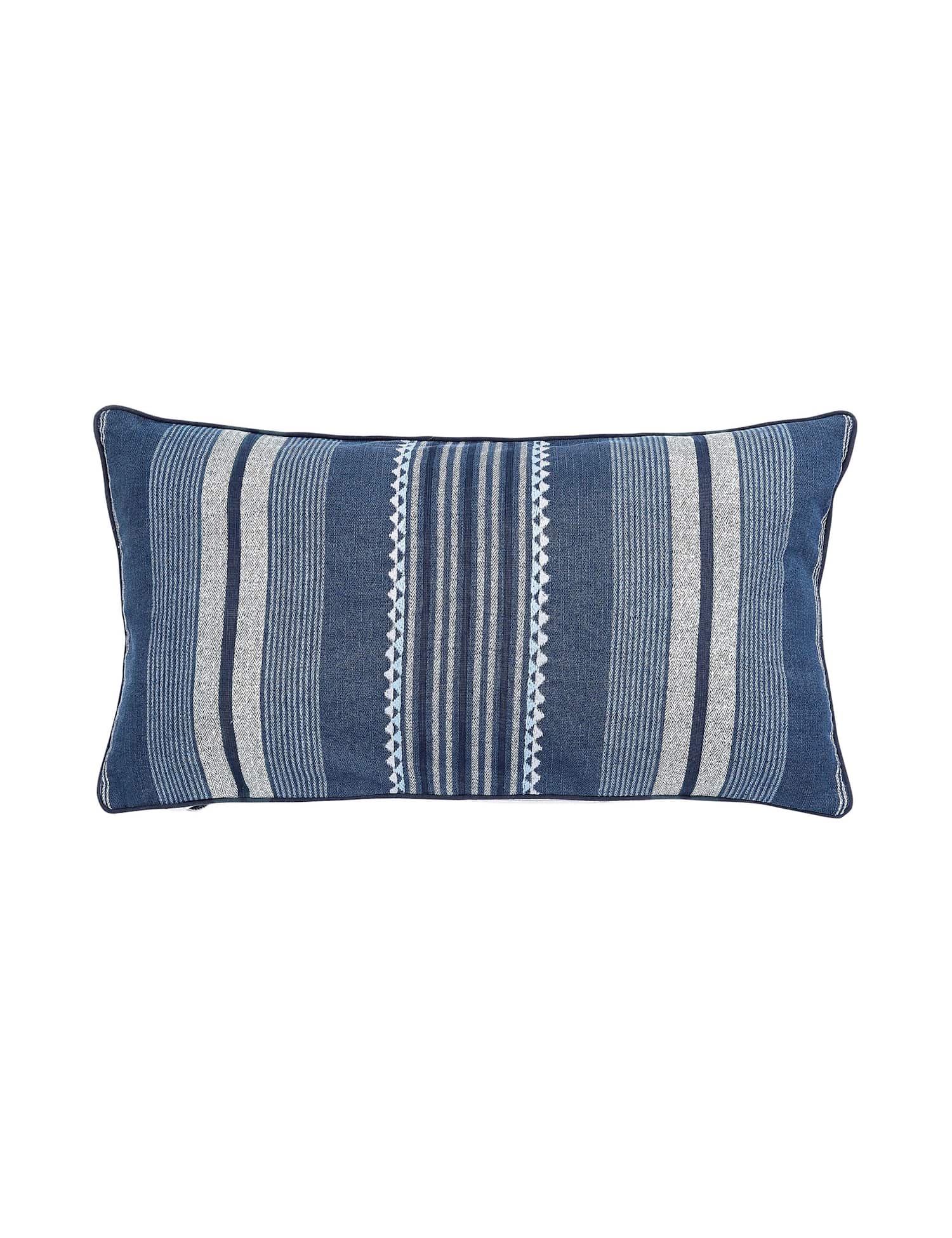 Bedeck of Belfast Kayah/Liyana Pure Cotton Striped Cushion Indigo Mix