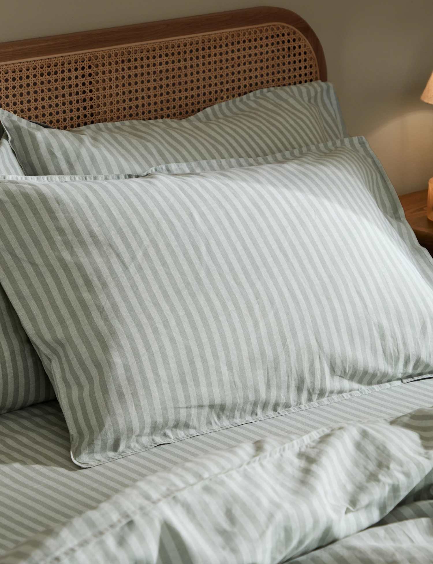 YARD Set of 2 Pure Cotton Marlow Striped Pillowcases Grey Mix