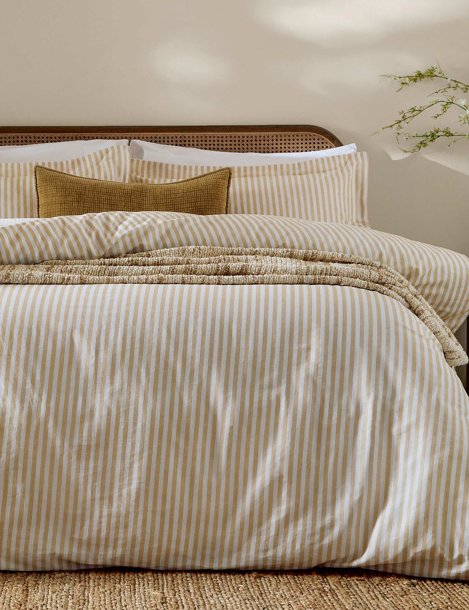 YARD Hebden Striped Cotton Reversible Bedding Set Yellow Mix