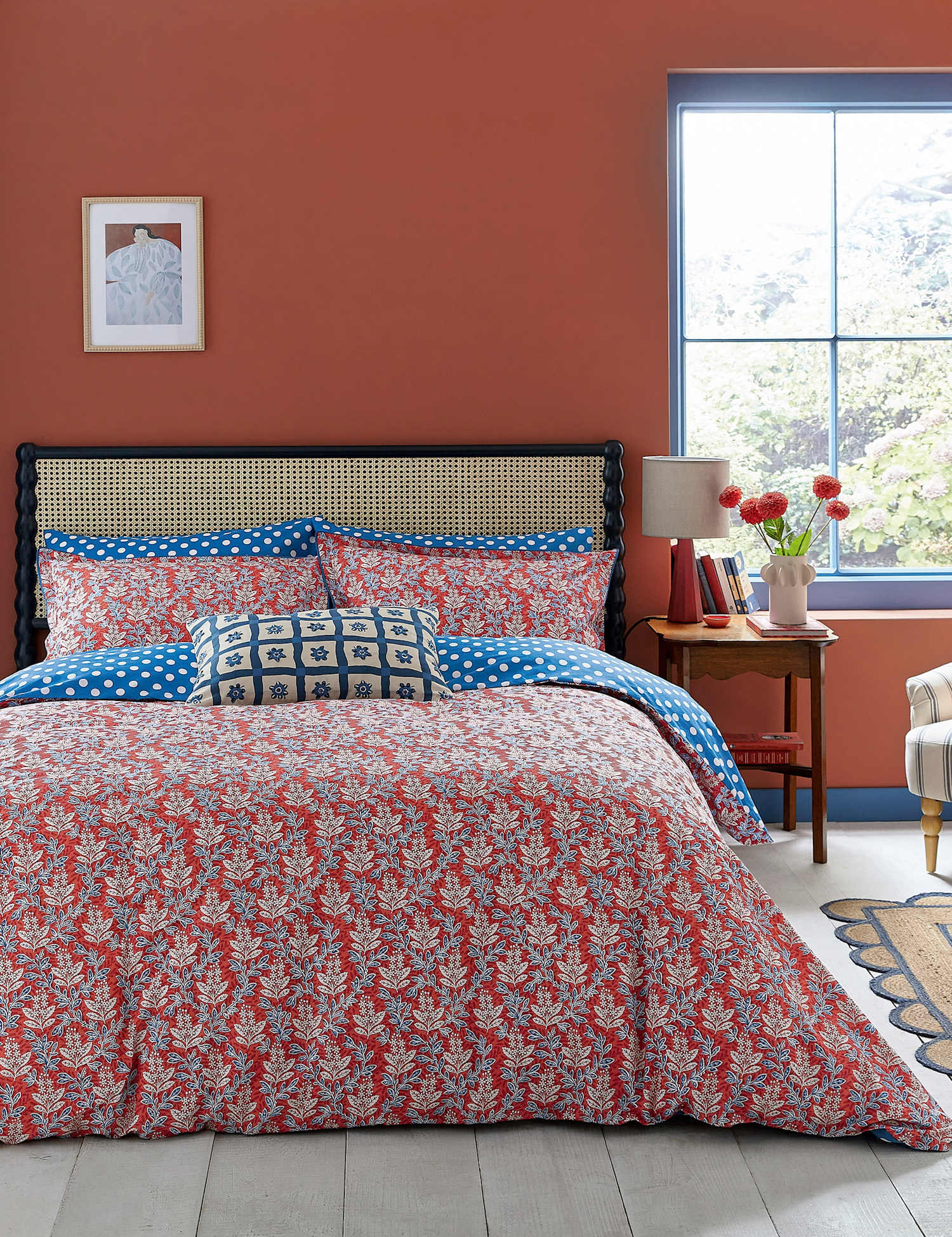 LAND & SHORE Pure Cotton Willa Bedding Set Red Mix