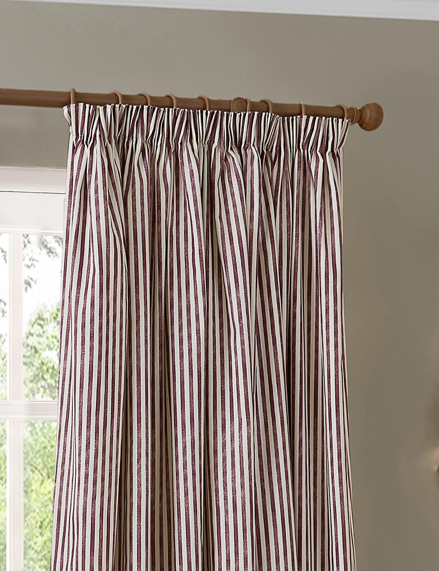 YARD Hebden Striped Pencil Pleat Curtains Red Mix