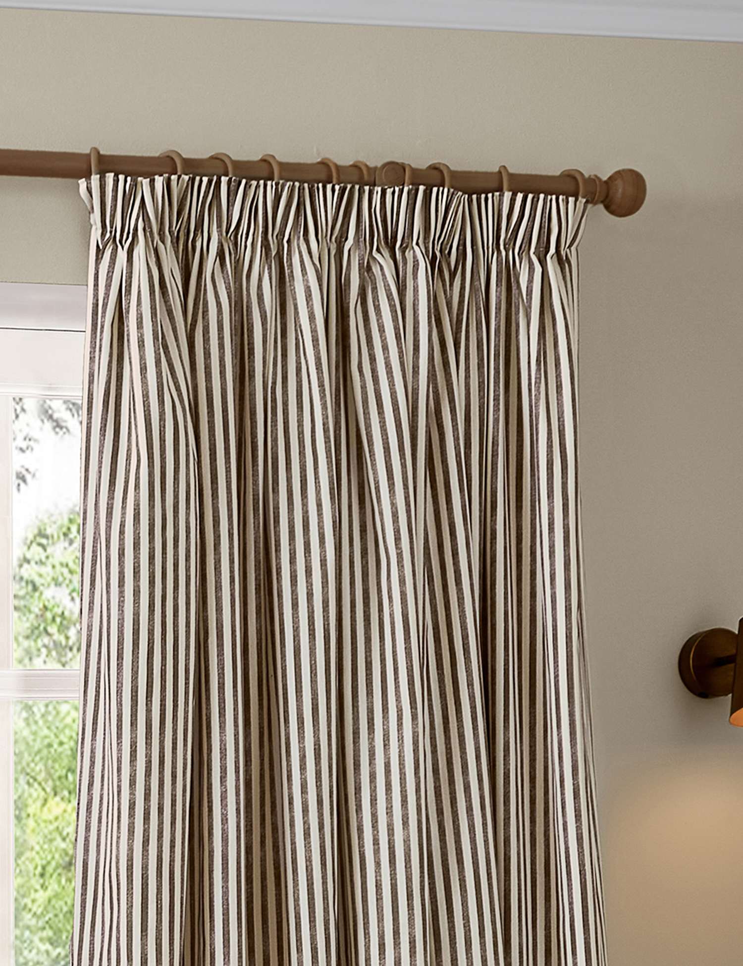 YARD Hebden Striped Pencil Pleat Curtains Brown Mix
