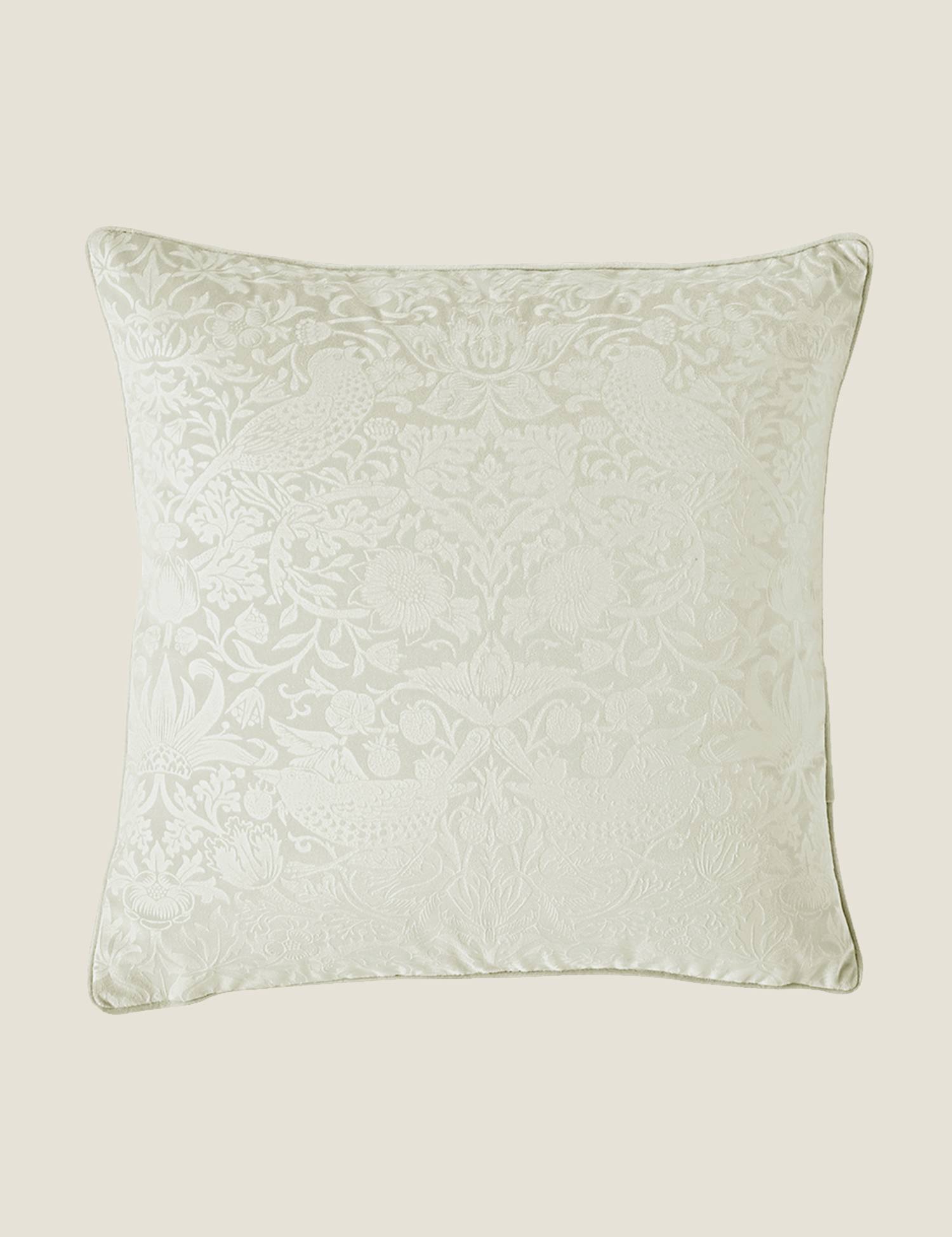 William Morris At Home Velvet Strawberry Thief Cushion Oyster
