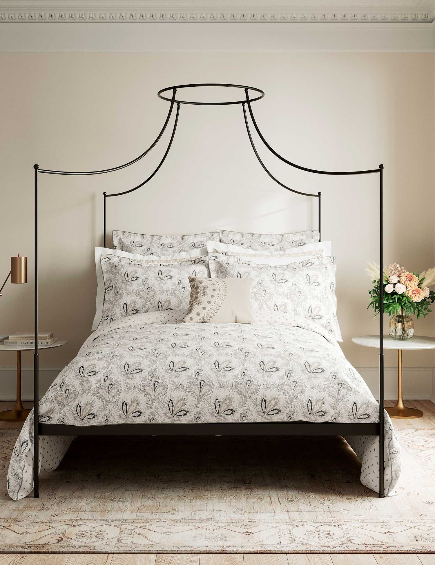 V&A Pure Cotton Aarya Duvet Cover Ivory Mix