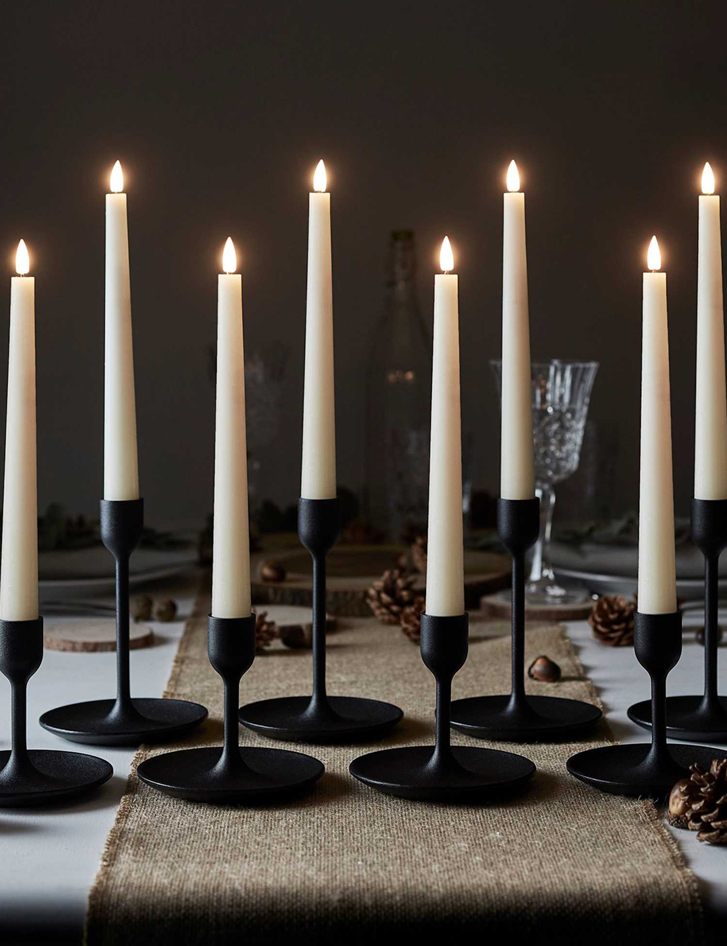 Lights4fun Set of 8 TruGlow� Taper LED Candles Ivory