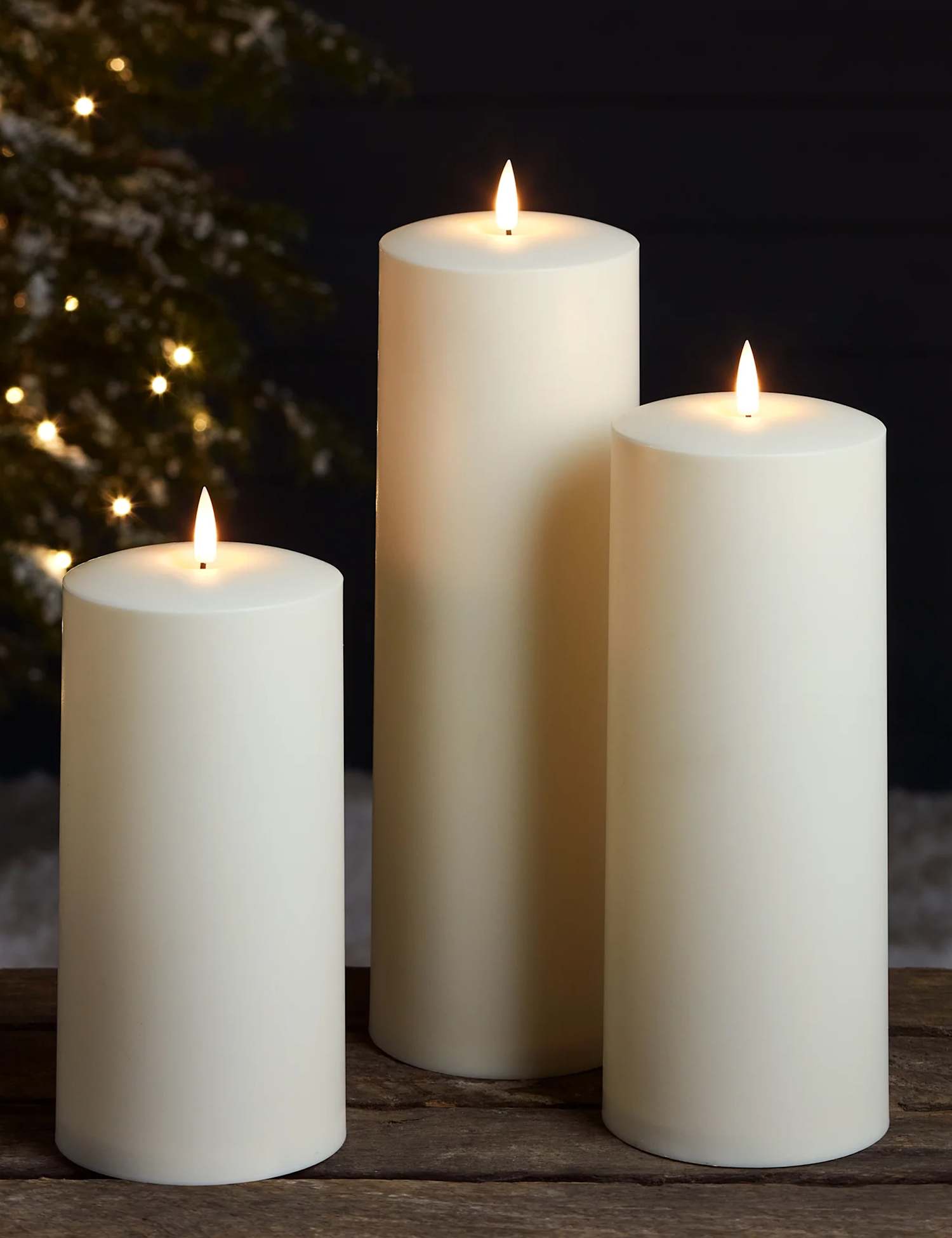 Lights4fun Set of 3 TruGlow� Waterproof Outdoor Candles Ivory