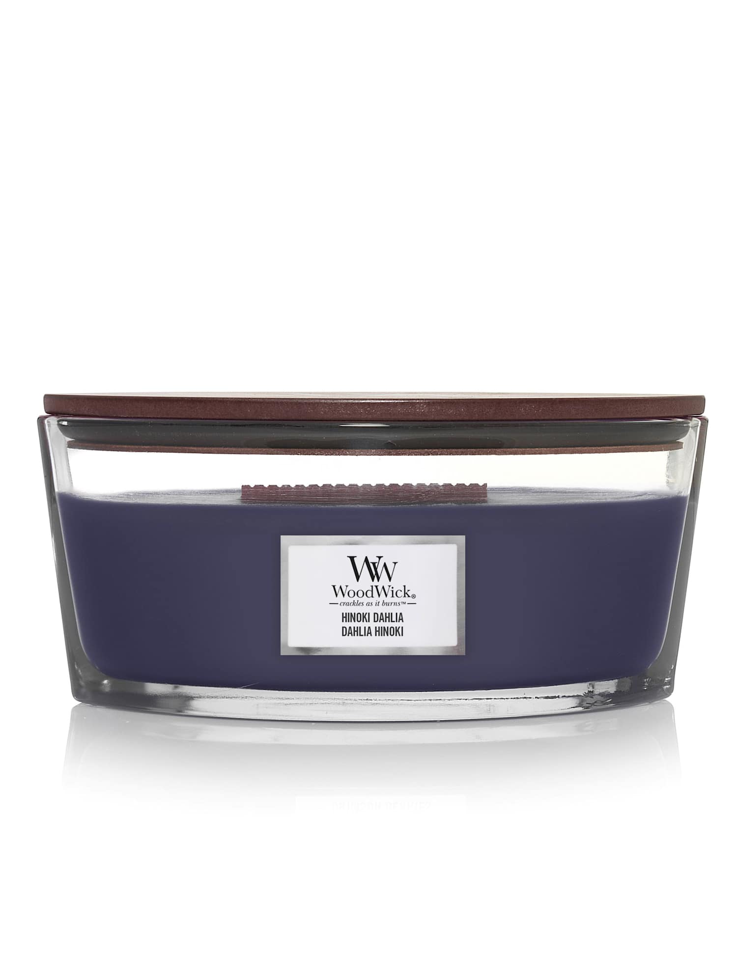 Woodwick Ellipse Hinoki Dahlia Candle Navy