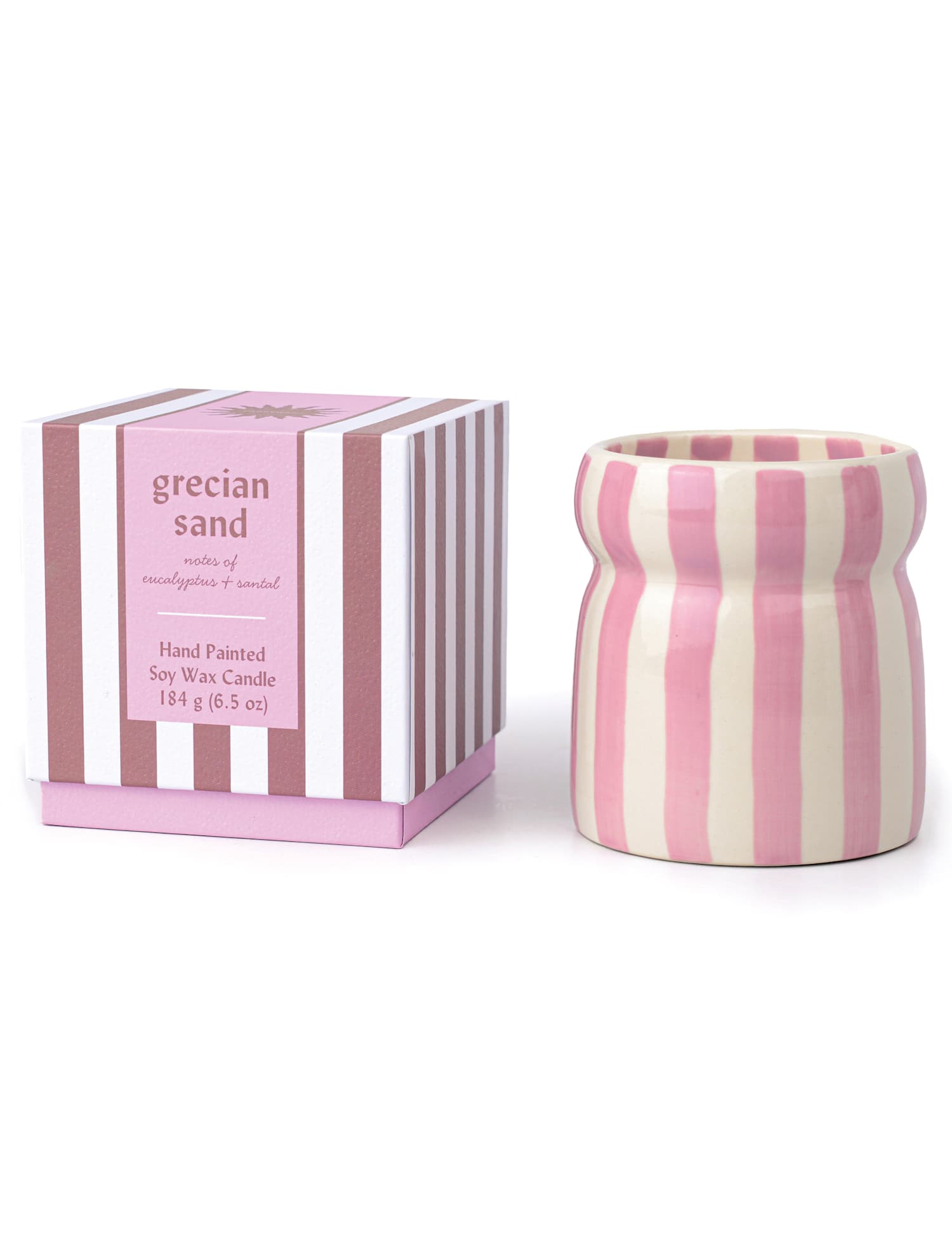 Paddywax Cabana Grecian Sand Striped Ceramic Boxed Candle 184g No Colour