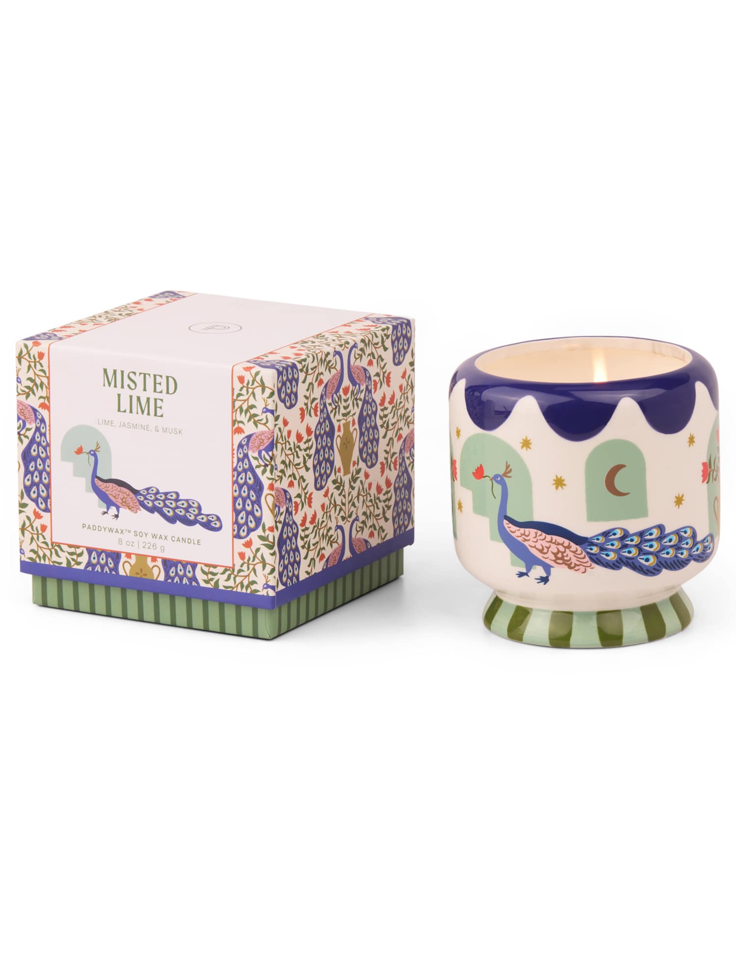 Paddywax A Dopo Peacock Misted Lime Ceramic Candle 226g No Colour