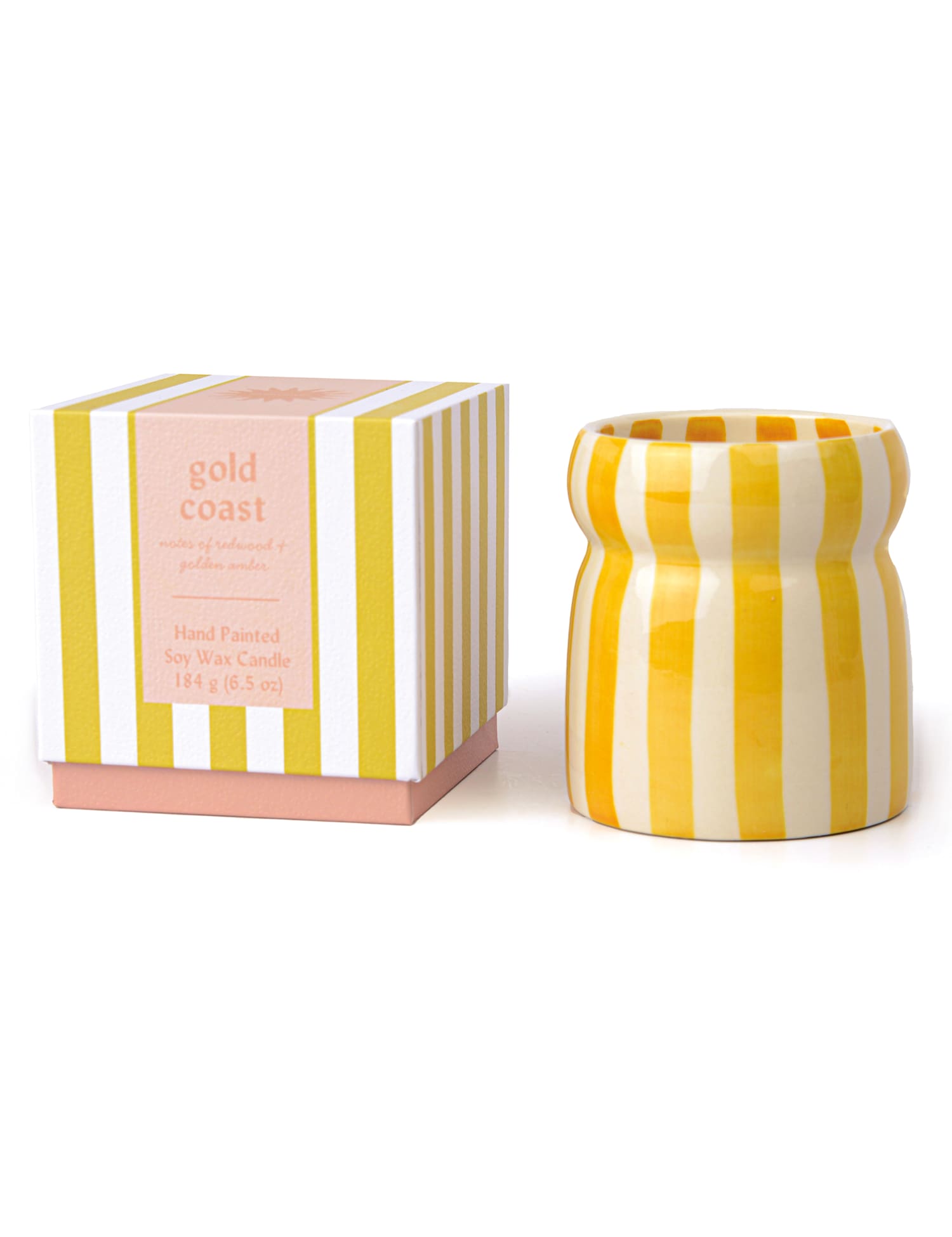 Paddywax Cabana Gold Coast Striped Ceramic Boxed Candle 184g No Colour