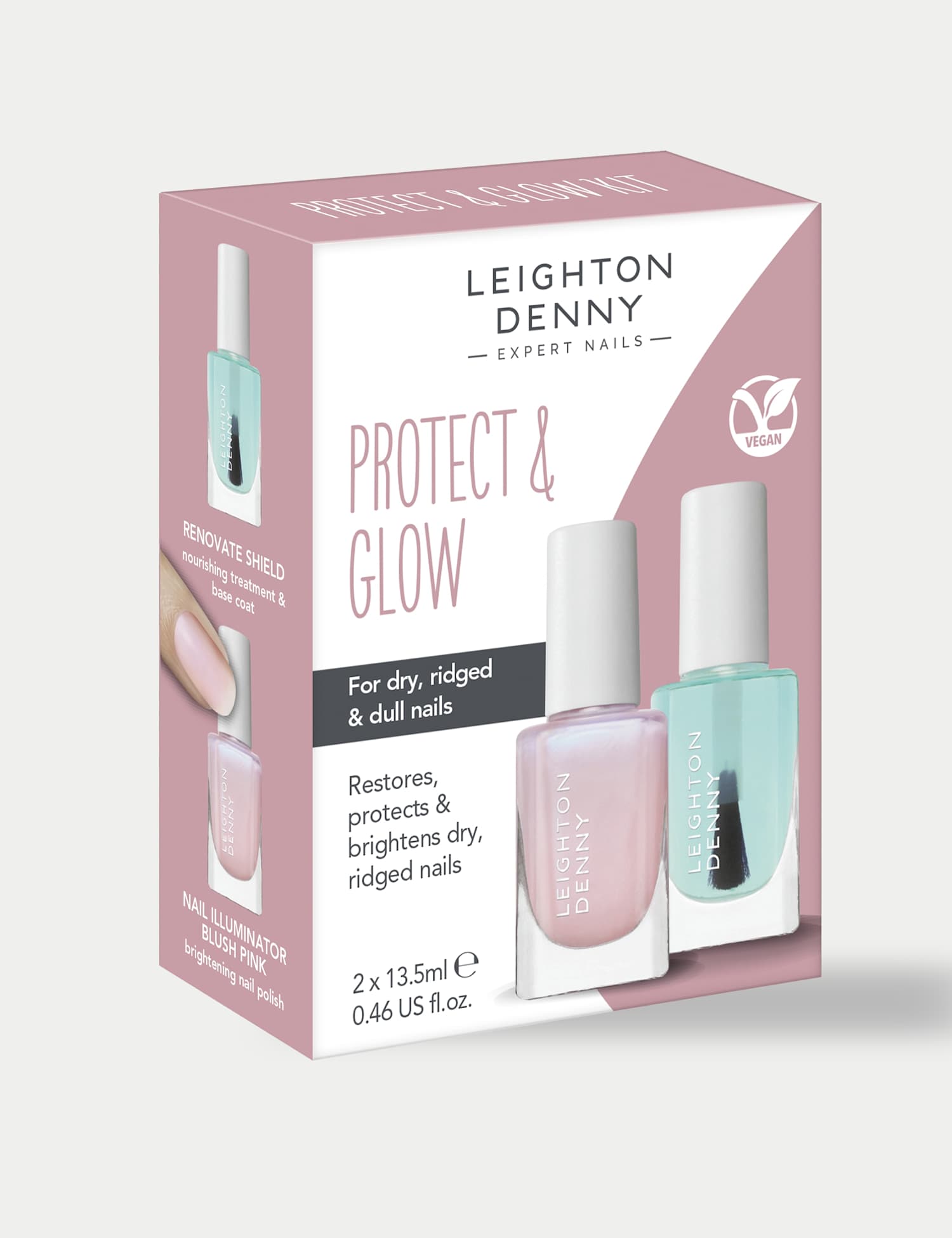 Leighton Denny Protect & Glow Kit for Dry Ridged & Dull Nails. Saving 25% No Colour