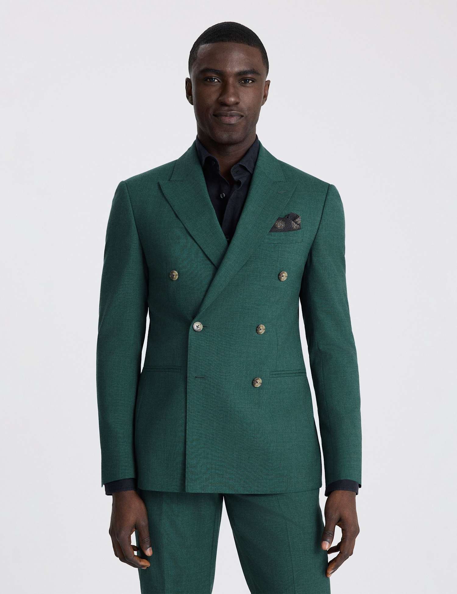 MOSS Slim Fit Wool Blend Double Breasted Blazer Green