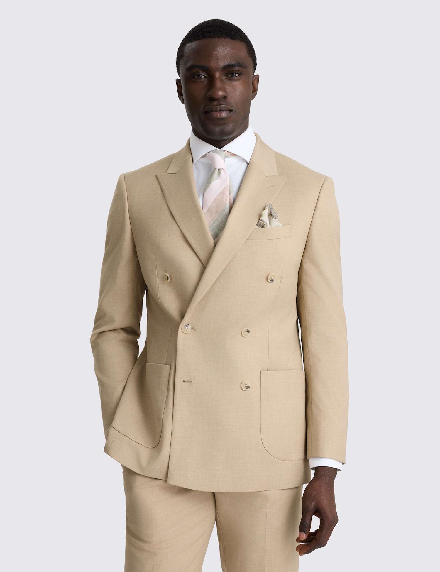 MOSS Tailored Fit Double Breasted Suit Jacket Camel