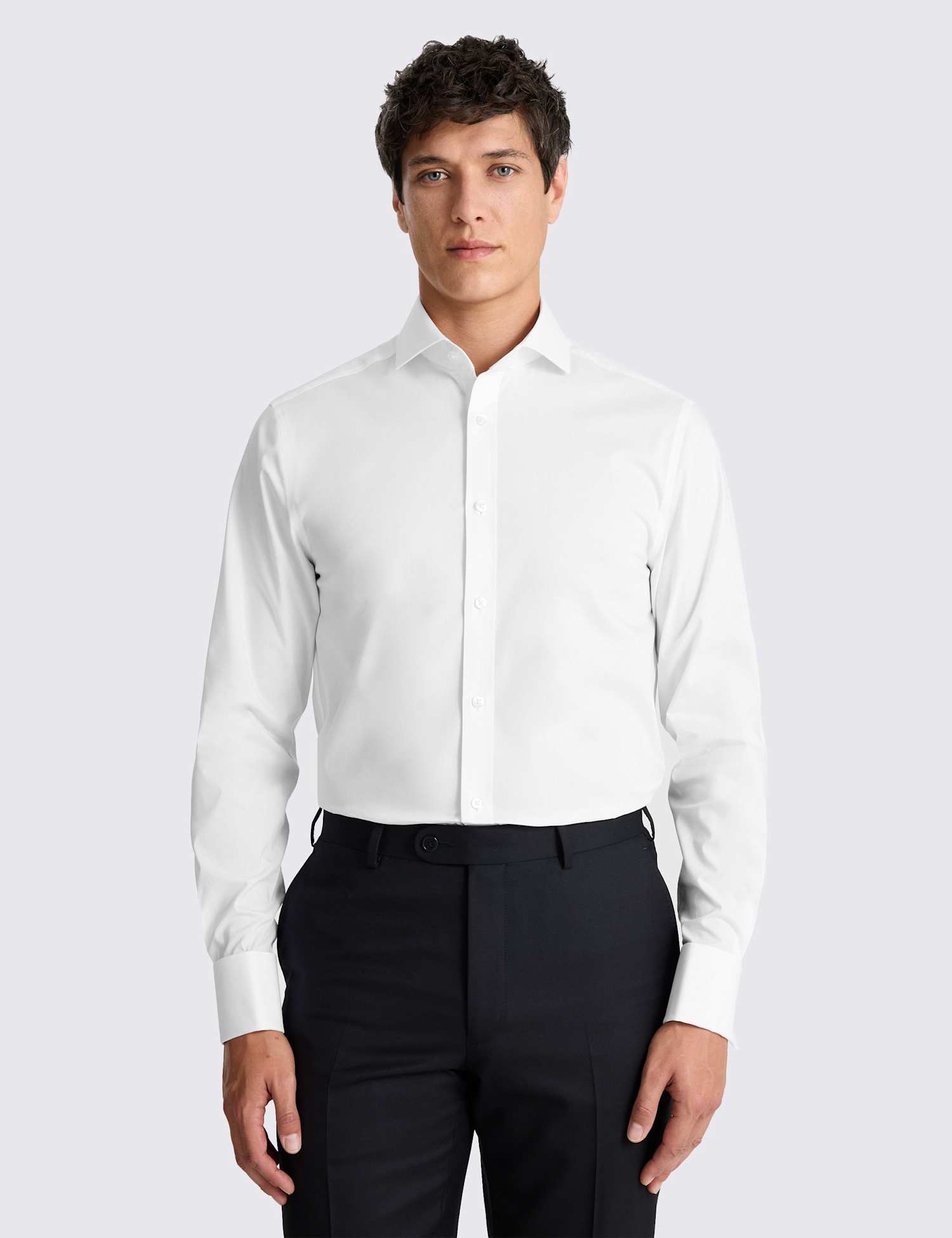 MOSS Tailored Fit Cotton Rich Stretch Shirt White