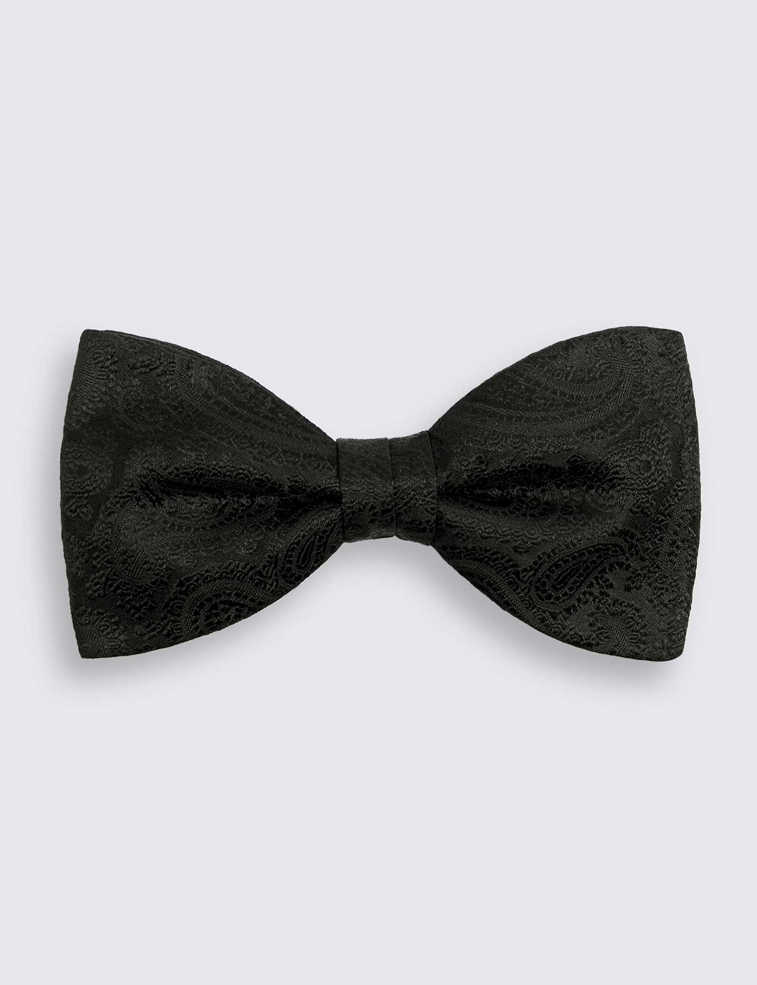 MOSS Paisley Pure Silk Bow Tie Black