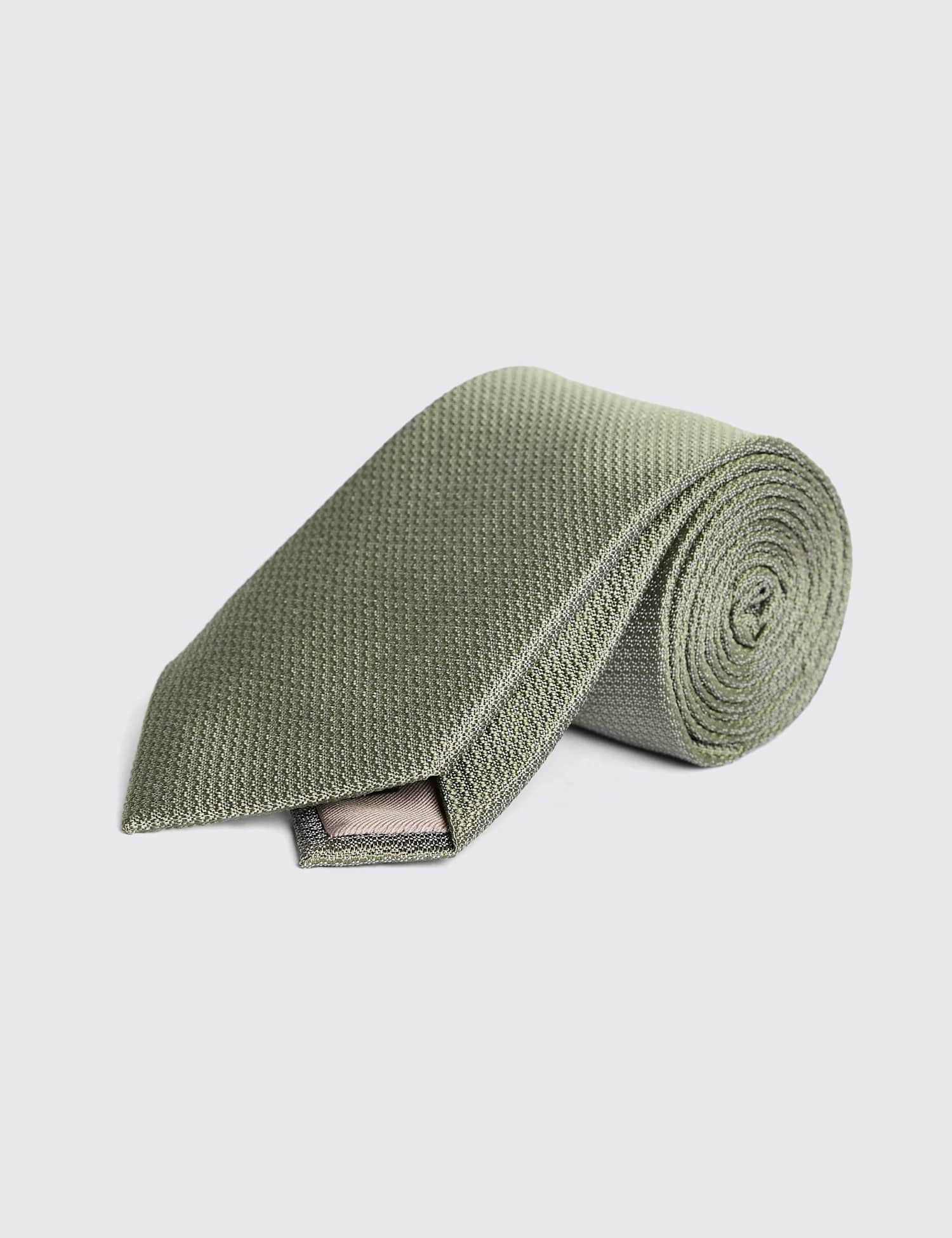MOSS Textured Pure Silk Tie Sage