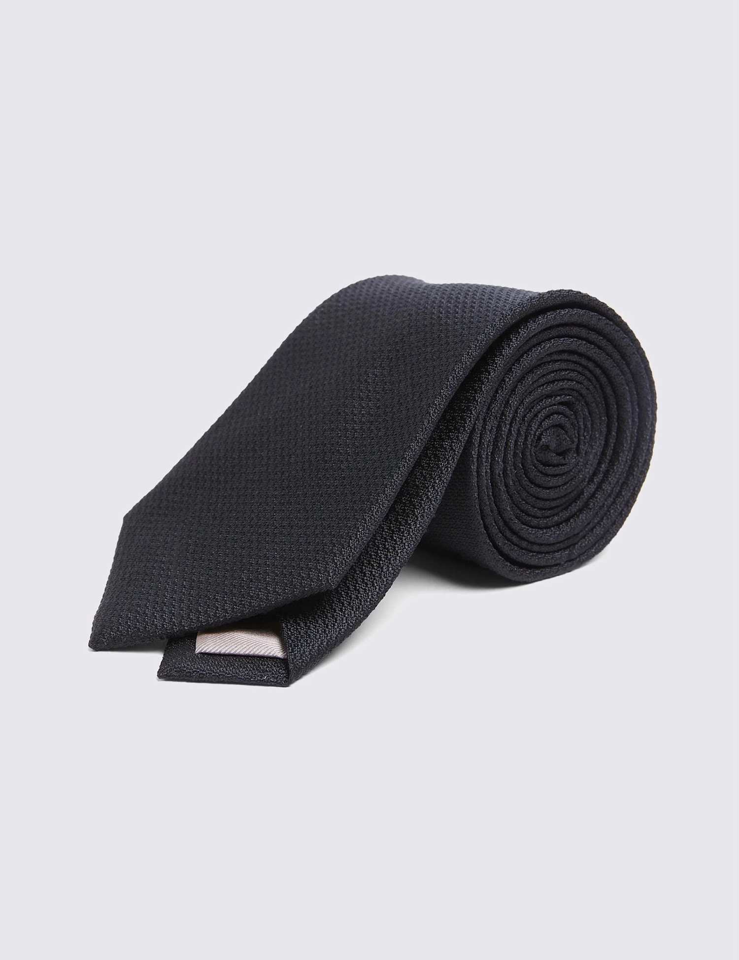 MOSS Textured Pure Silk Tie Black
