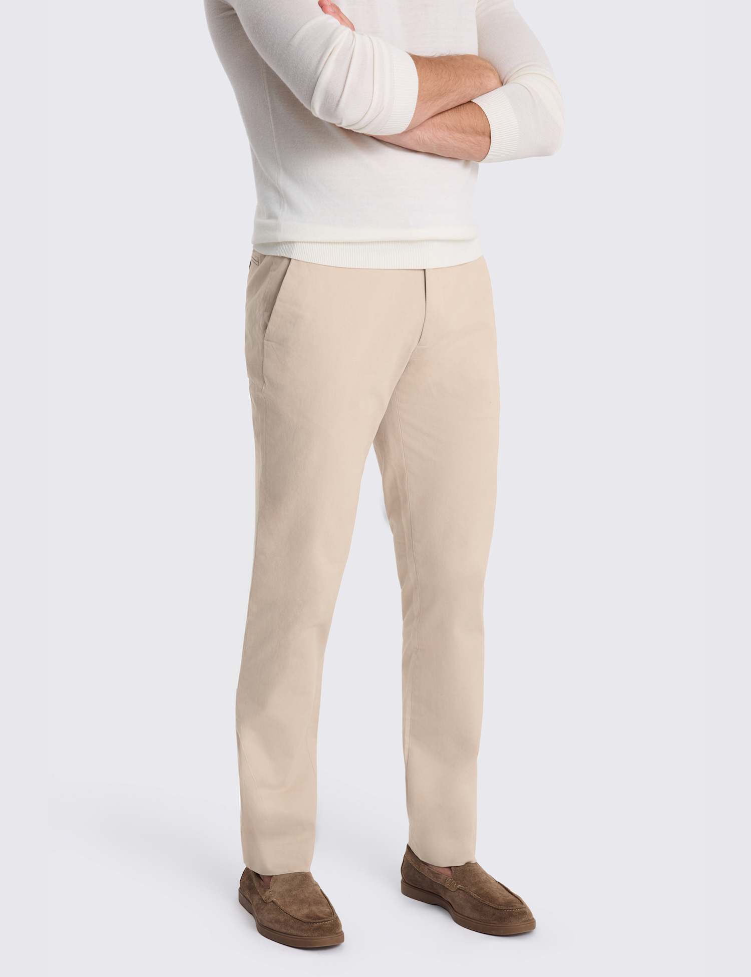MOSS Tailored Fit Stretch Chinos Stone